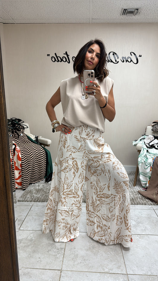 Beige Padded Shoulder Muscle Tee