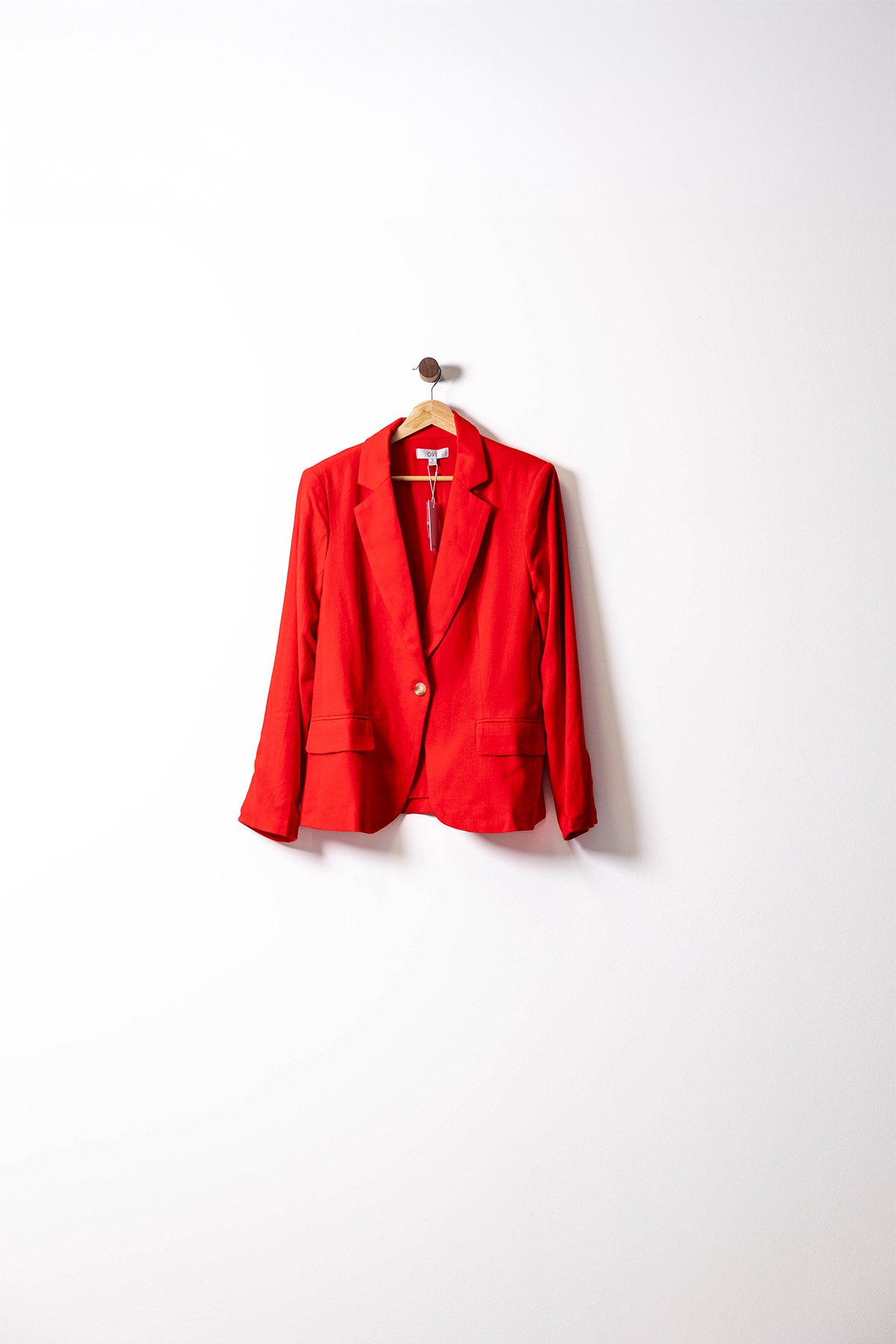 Beige Linen Single-Button Blazer