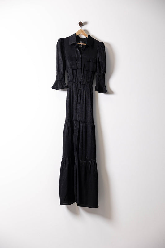 Midnight Muse Button-Down Maxi Dress