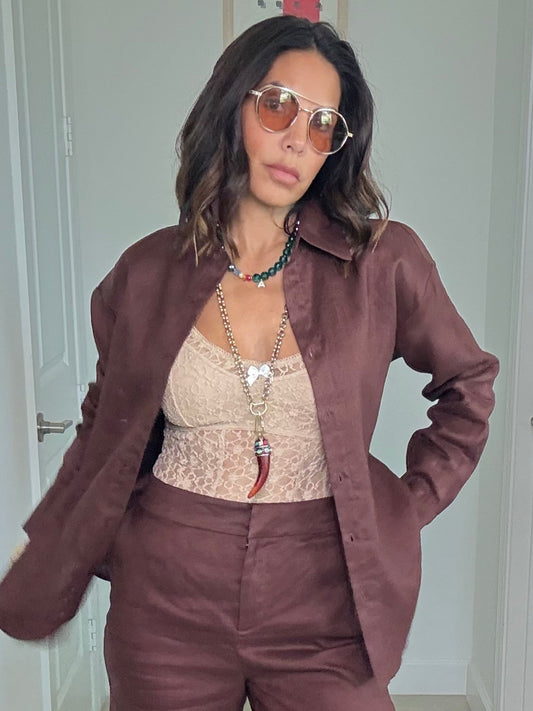 Chunky Antique Chain Necklace with Ethnic Horn Pendant