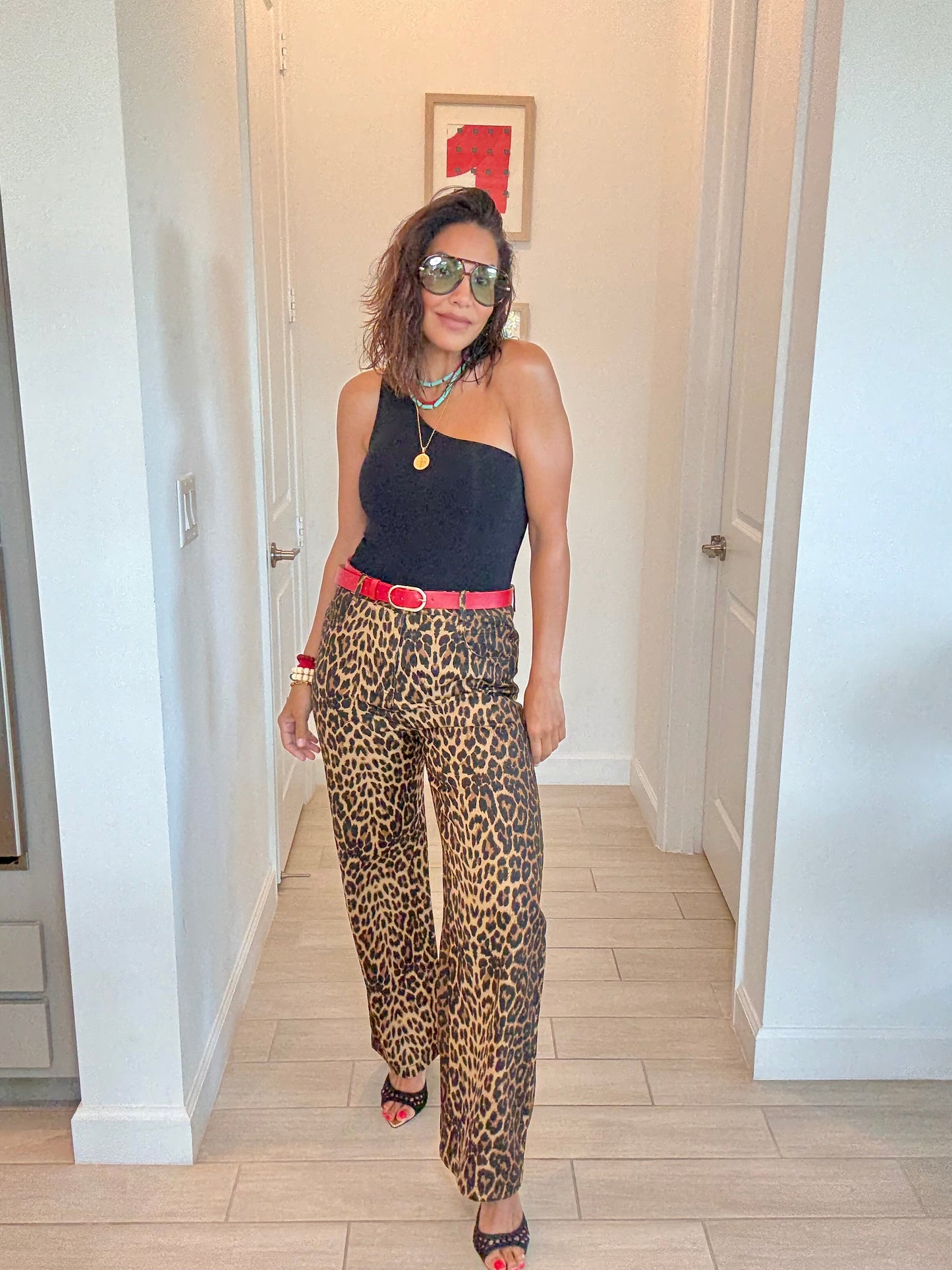 Bold Leopard Print Wide-Leg Pants
