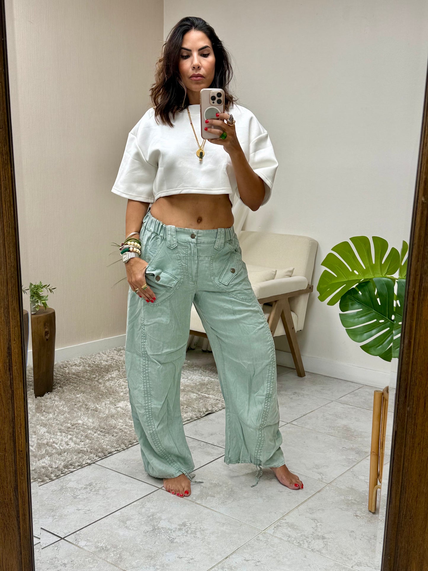 Utility Pocket Wide-Leg Pants