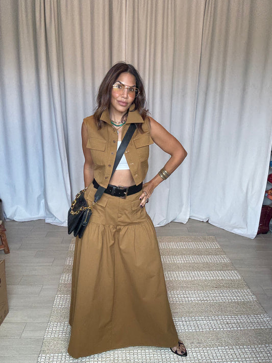 HUNTRESS VEST & MAXI SKIRT SET