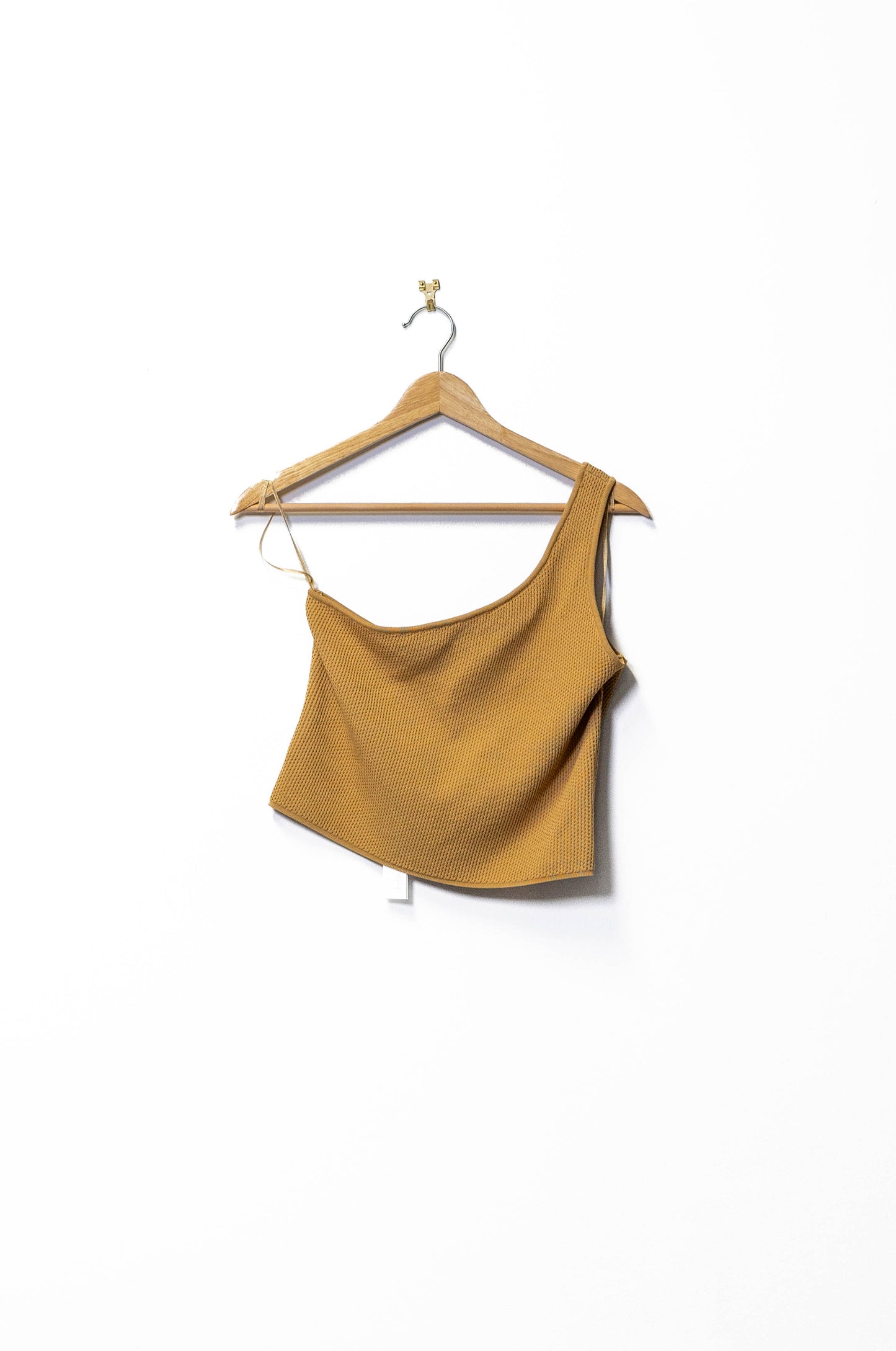 1960 Mustard One-Shoulder Crop Top