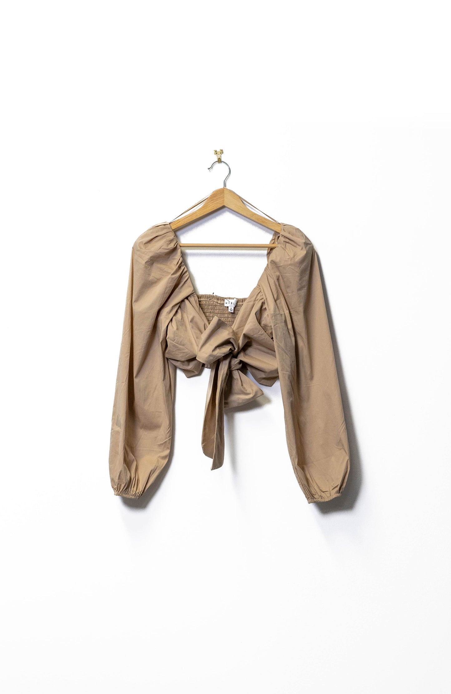 Puffed Sleeve Tie-Front Blouse