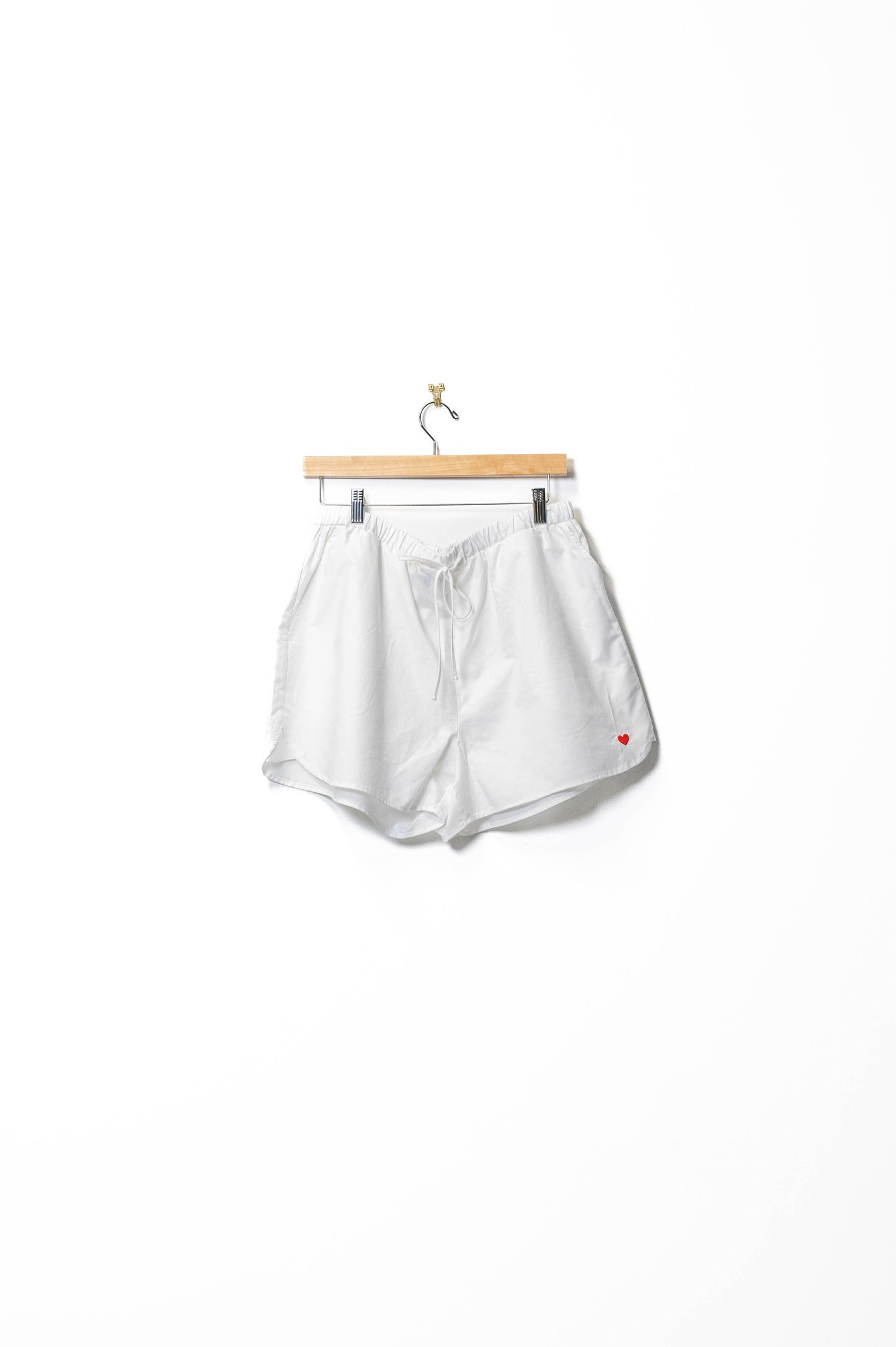 Heart Embroidered White Shirt & Shorts Set