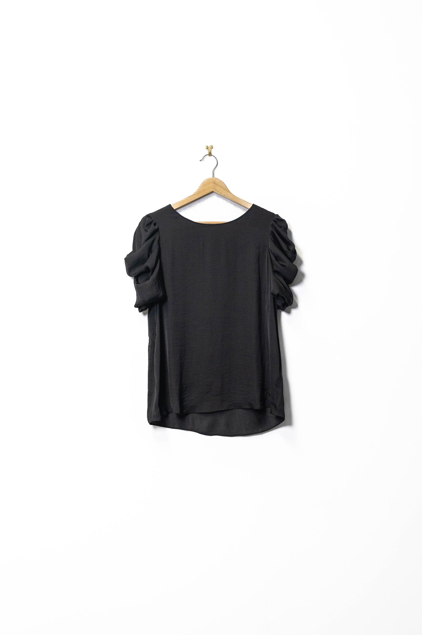 Drapped Sleeve Black Blouse