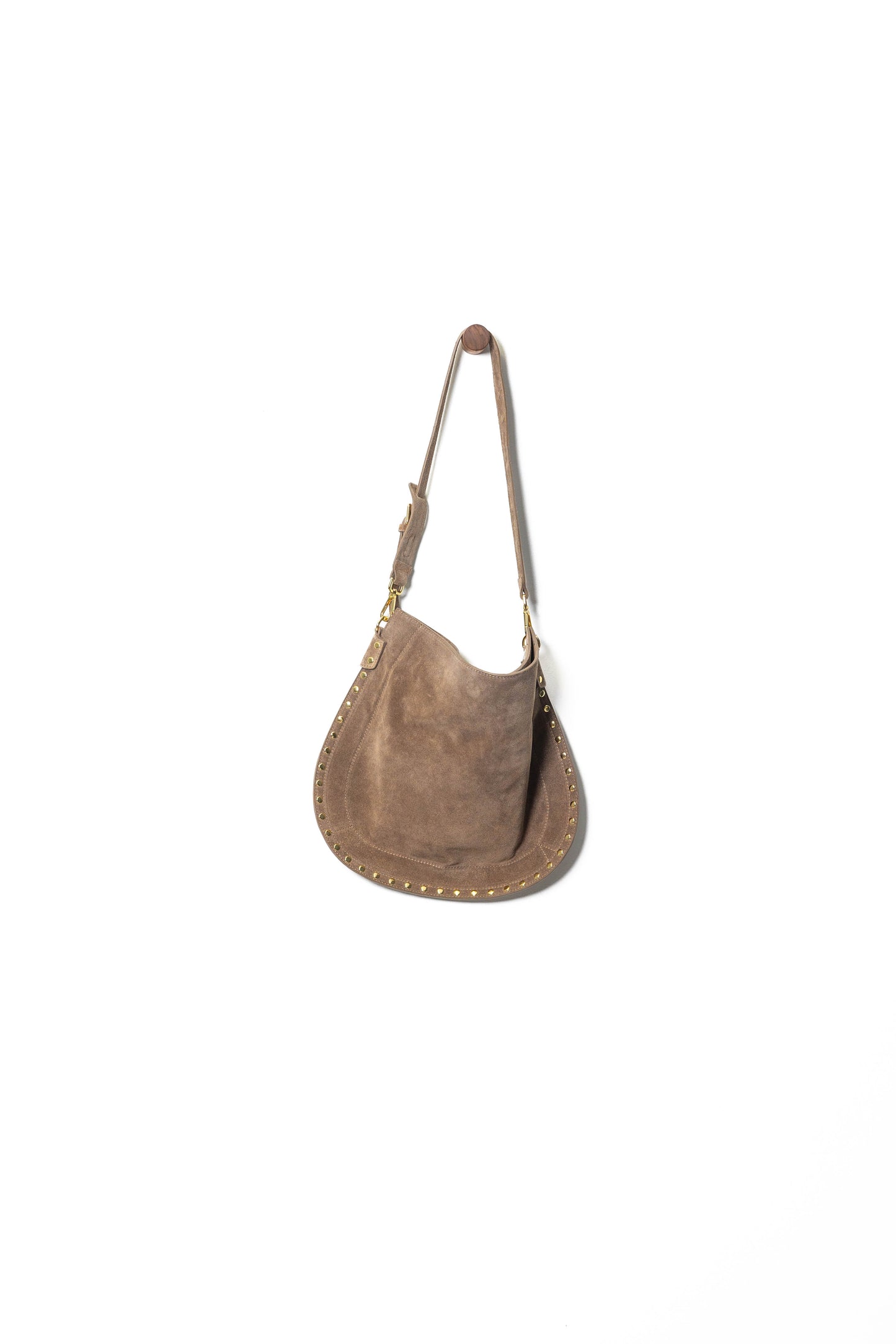 Vintage Brown Suede Studded Shoulder Bag