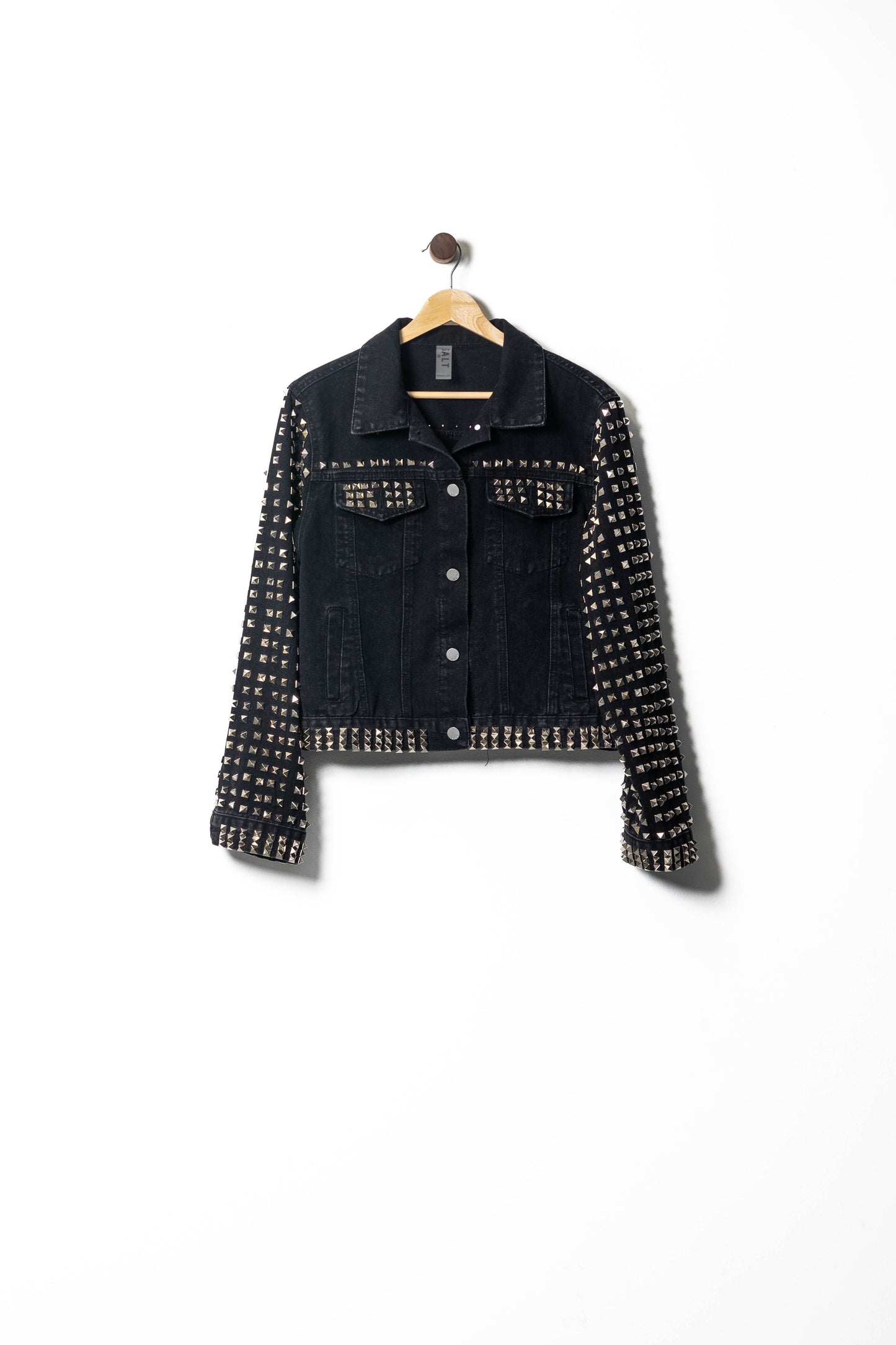 Crop Denim Jacket with Silver Studded Bling