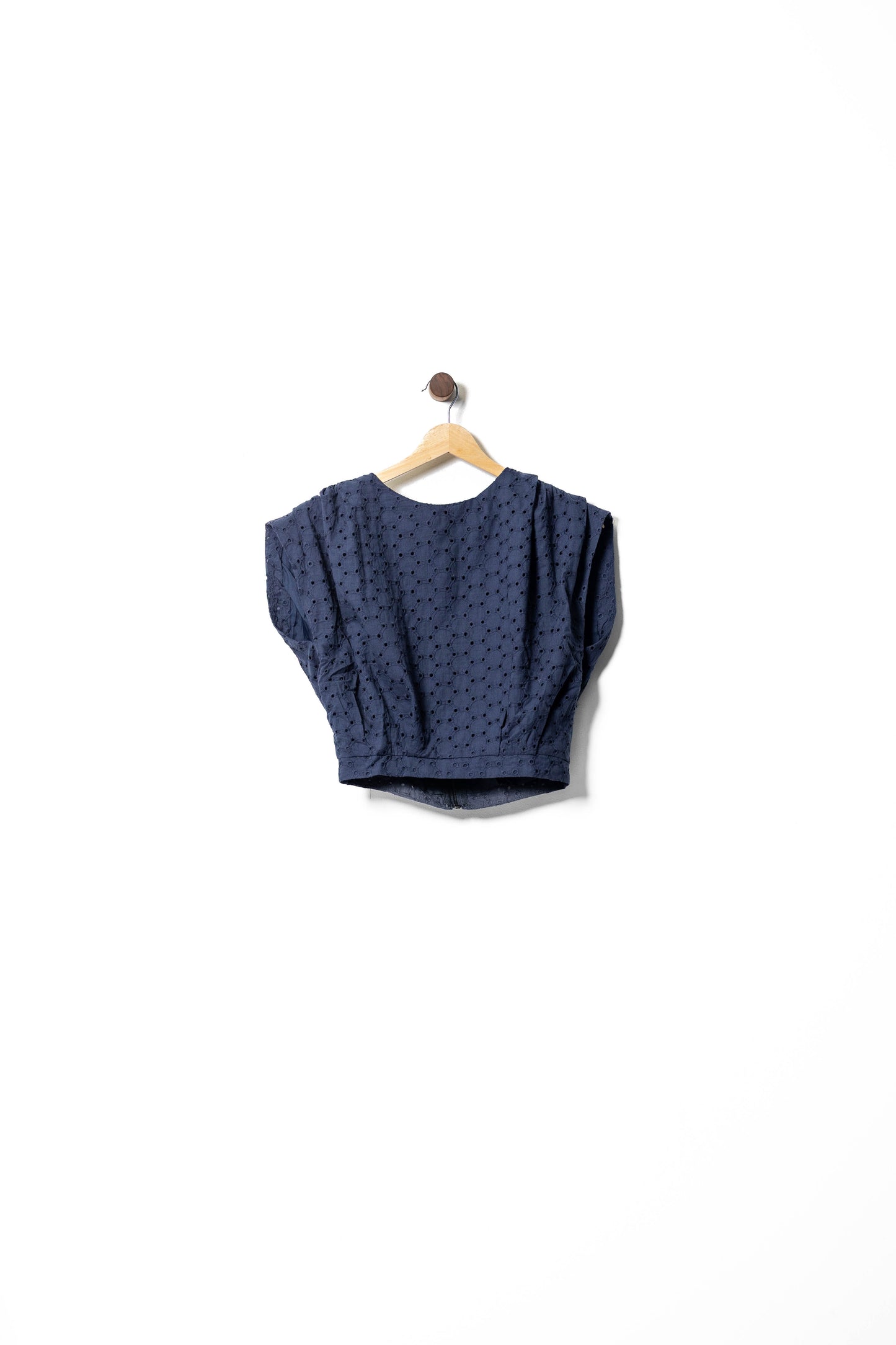 Round Neck Eyelet Top Back Zip