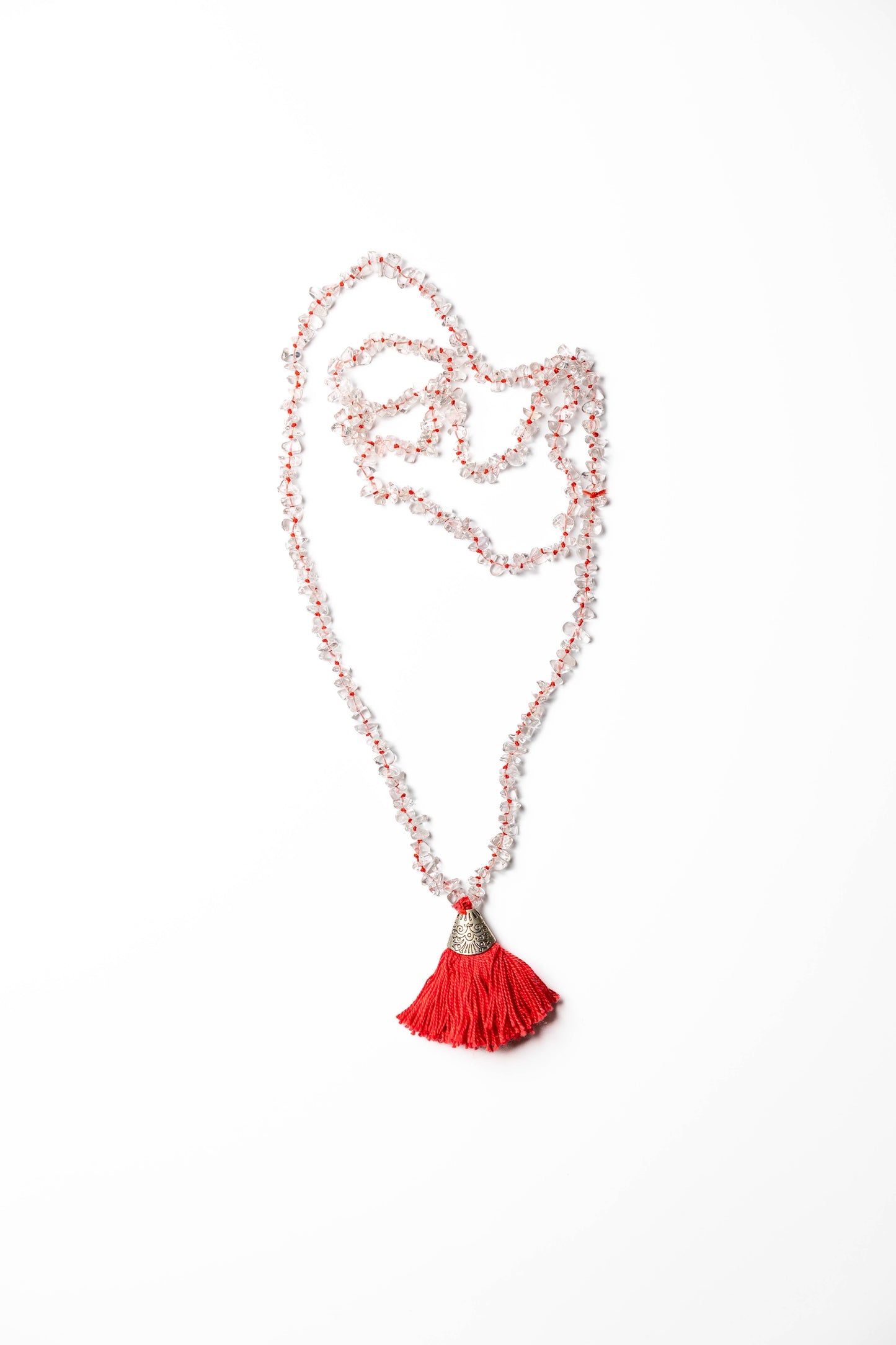 Boho Beaded Tassel Necklace – Red Statement Piece