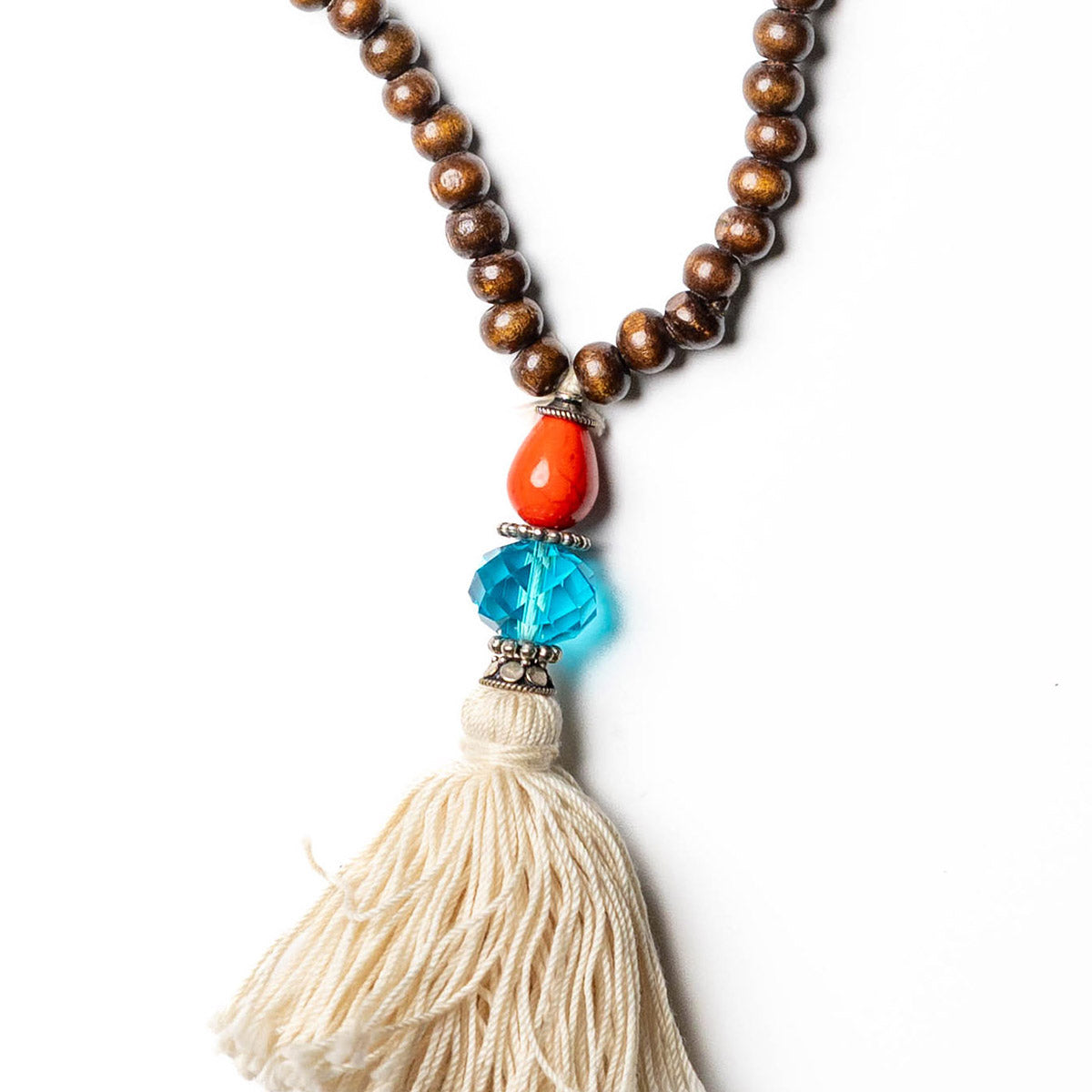 Bohemian Wooden Bead Tassel Necklace