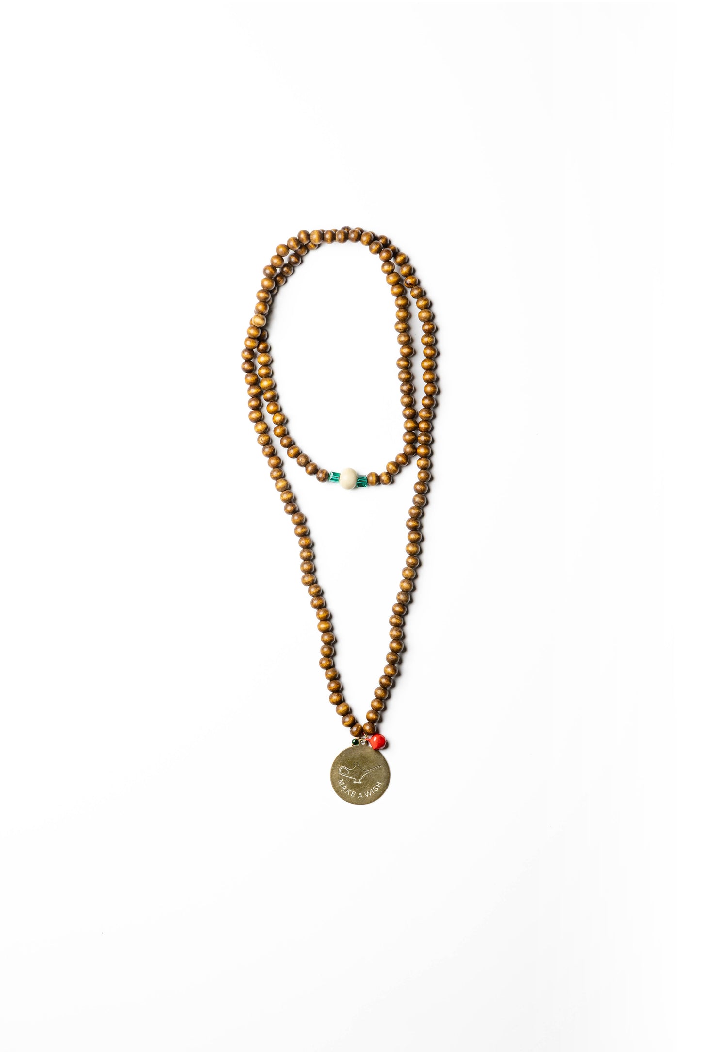 Wooden Beaded Necklace with “Make a Wish” Charm