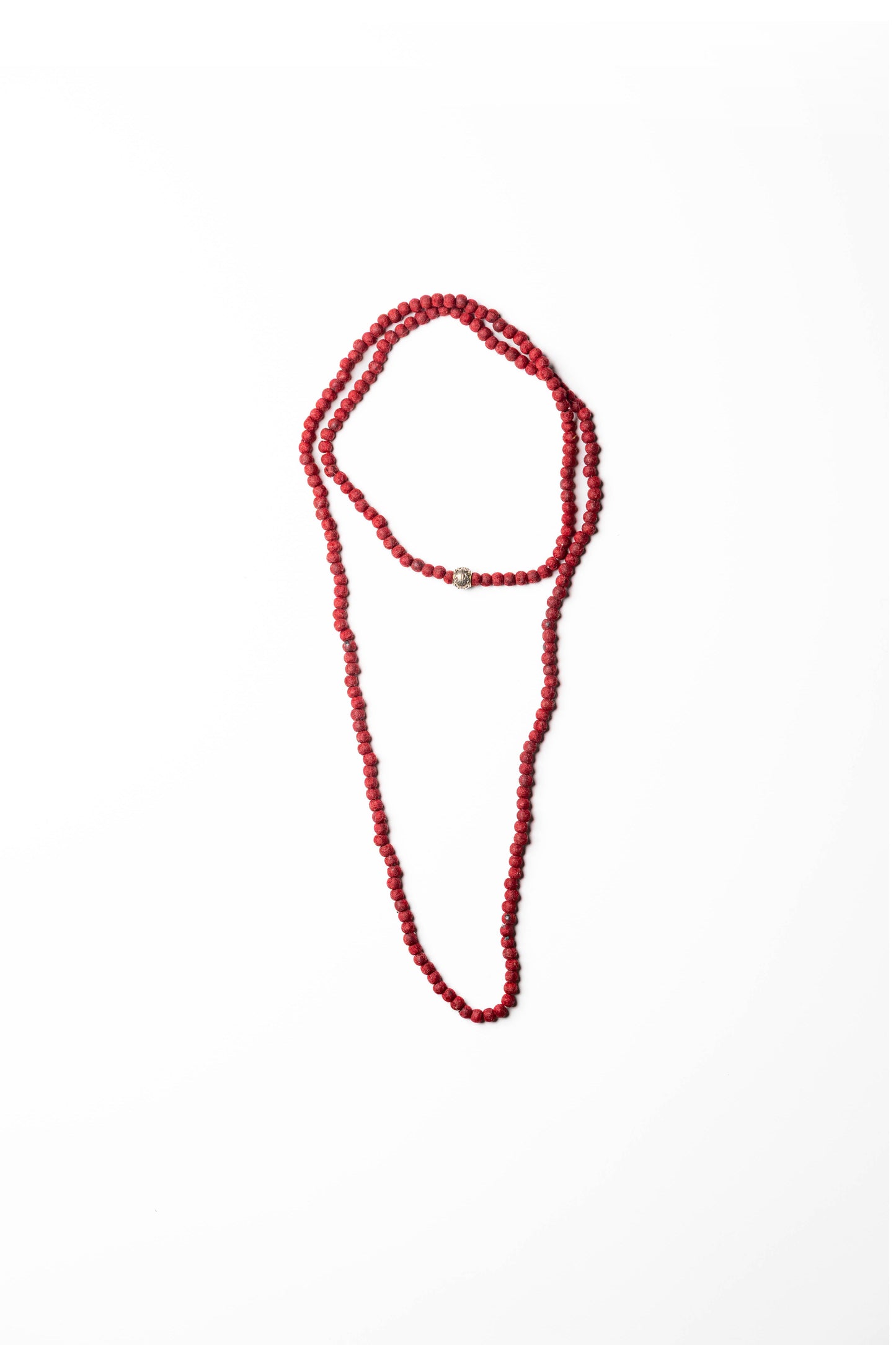 Bohemian Double-Layered Wooden Beaded Necklace with Tribal Tusk Pendant