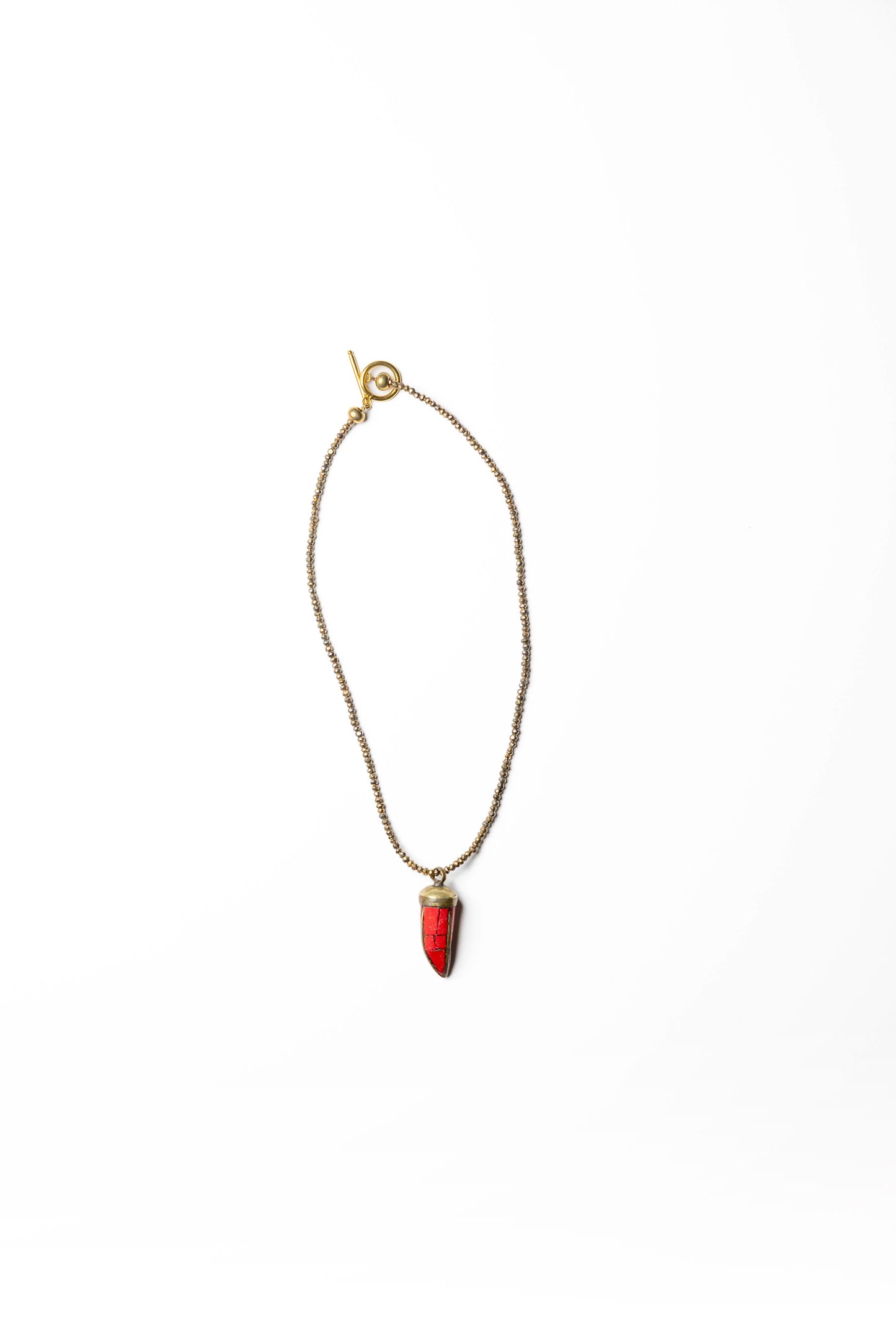 Red Stone Tusk Pendant Necklace