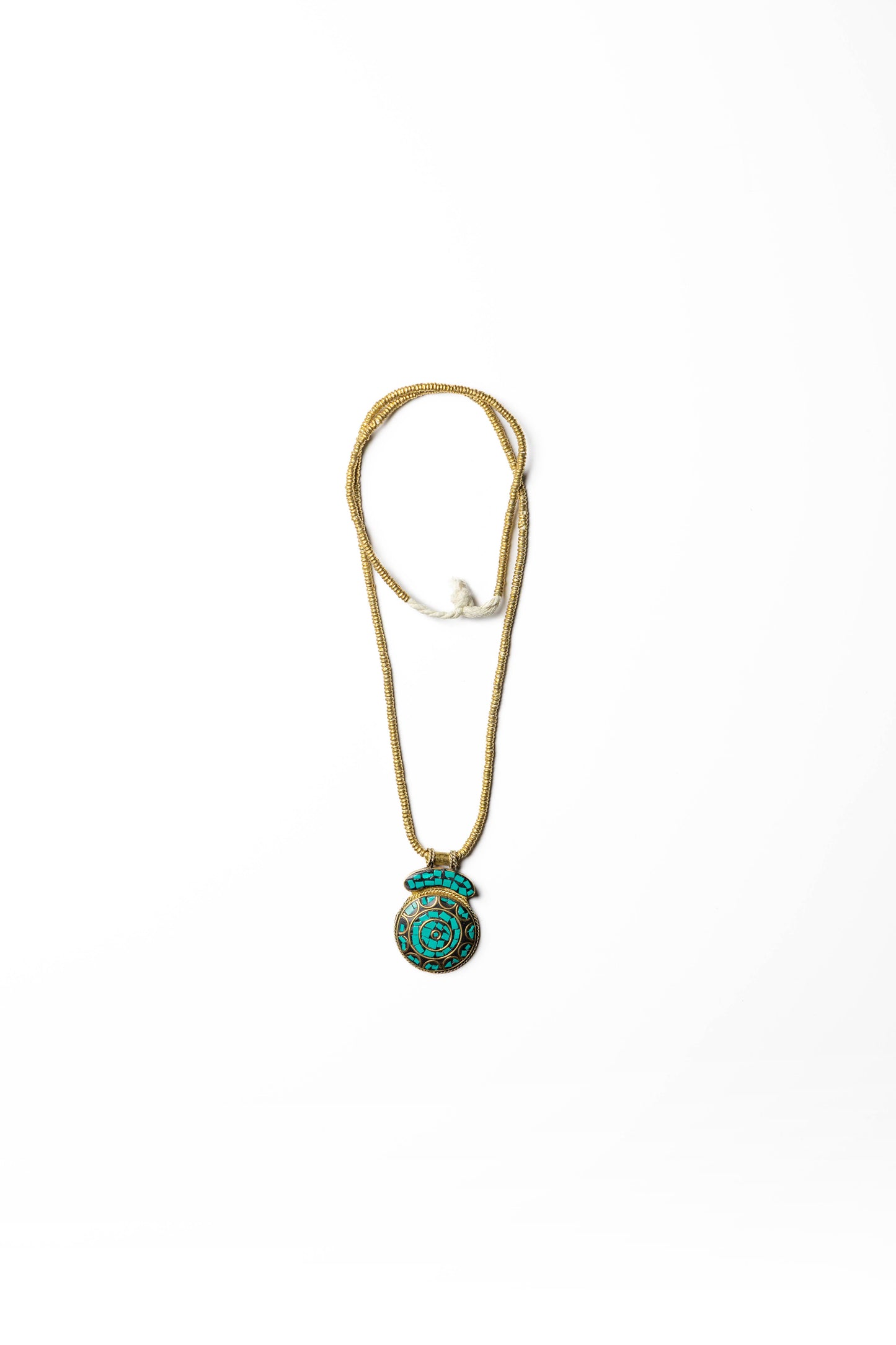 Vintage Turquoise & Brass Amulet Necklace