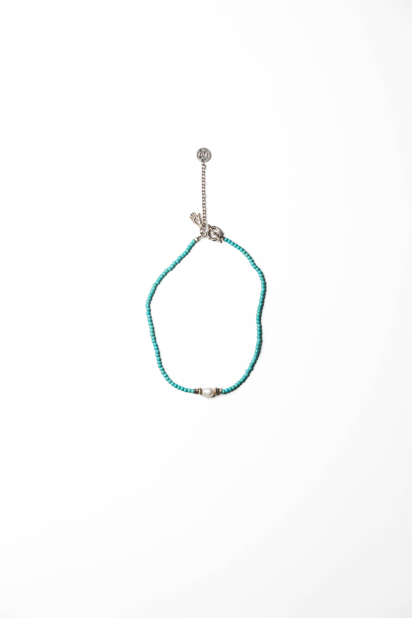 Turquoise & Pearl Beaded Necklace – Boho Elegance