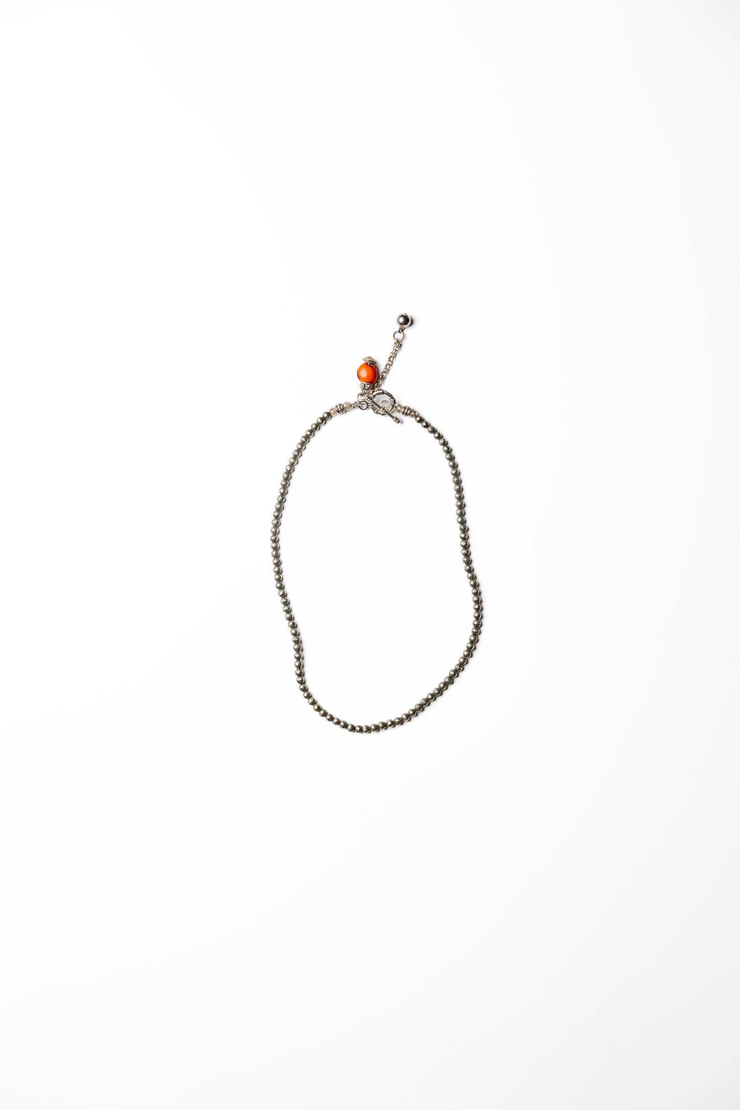 Hematite Beaded Necklace with Adjustable Silver Chain