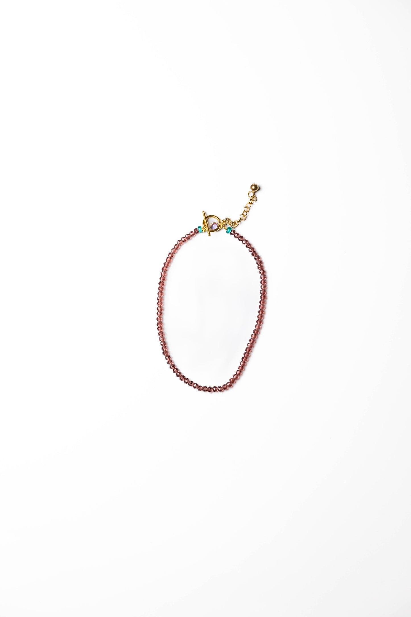 Elegant Purple Garnet Beaded Necklace with Gold Accent