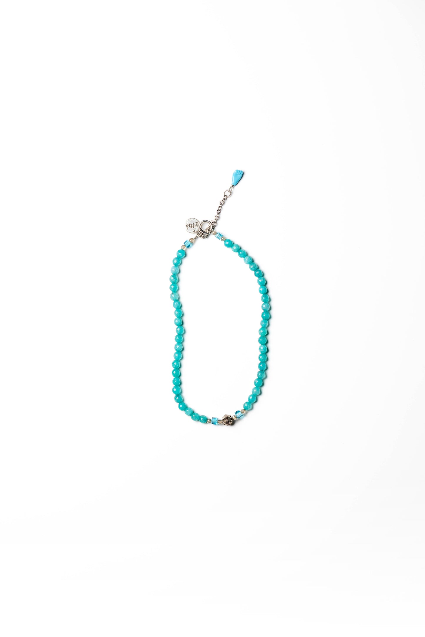 Turquoise Beaded Necklace with Silver Accents