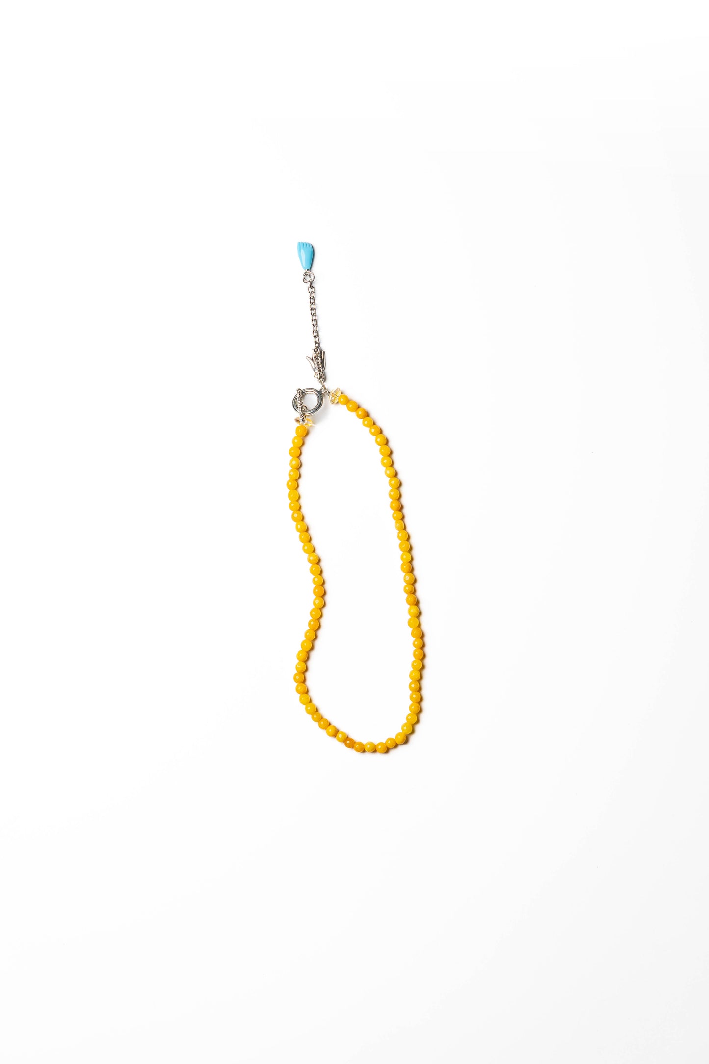 Vibrant Yellow Beaded Necklace with Silver & Turquoise Accents