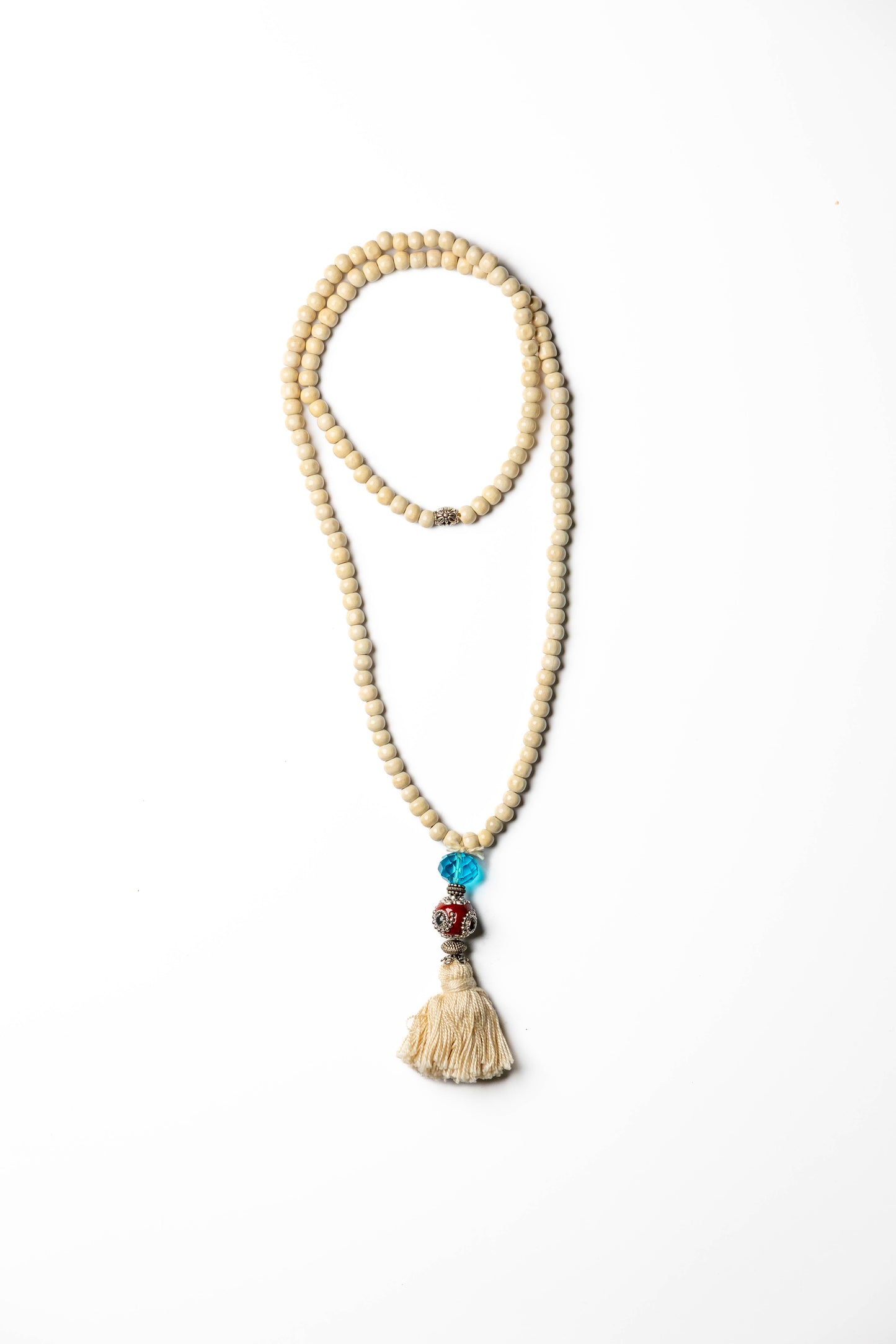 Boho Ivory Beaded Necklace with Tassel