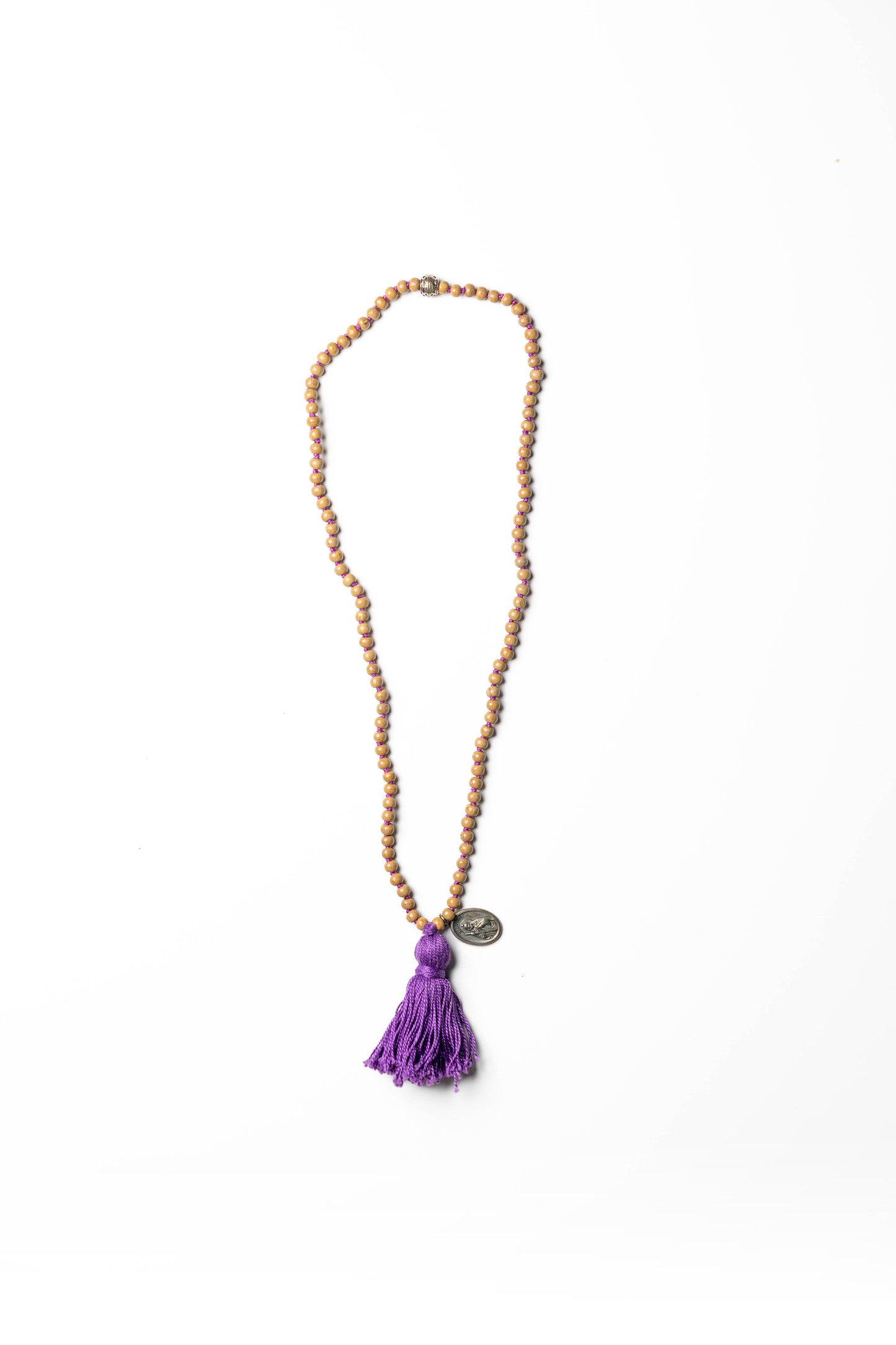 Serenity Beaded Necklace with Purple Tassel