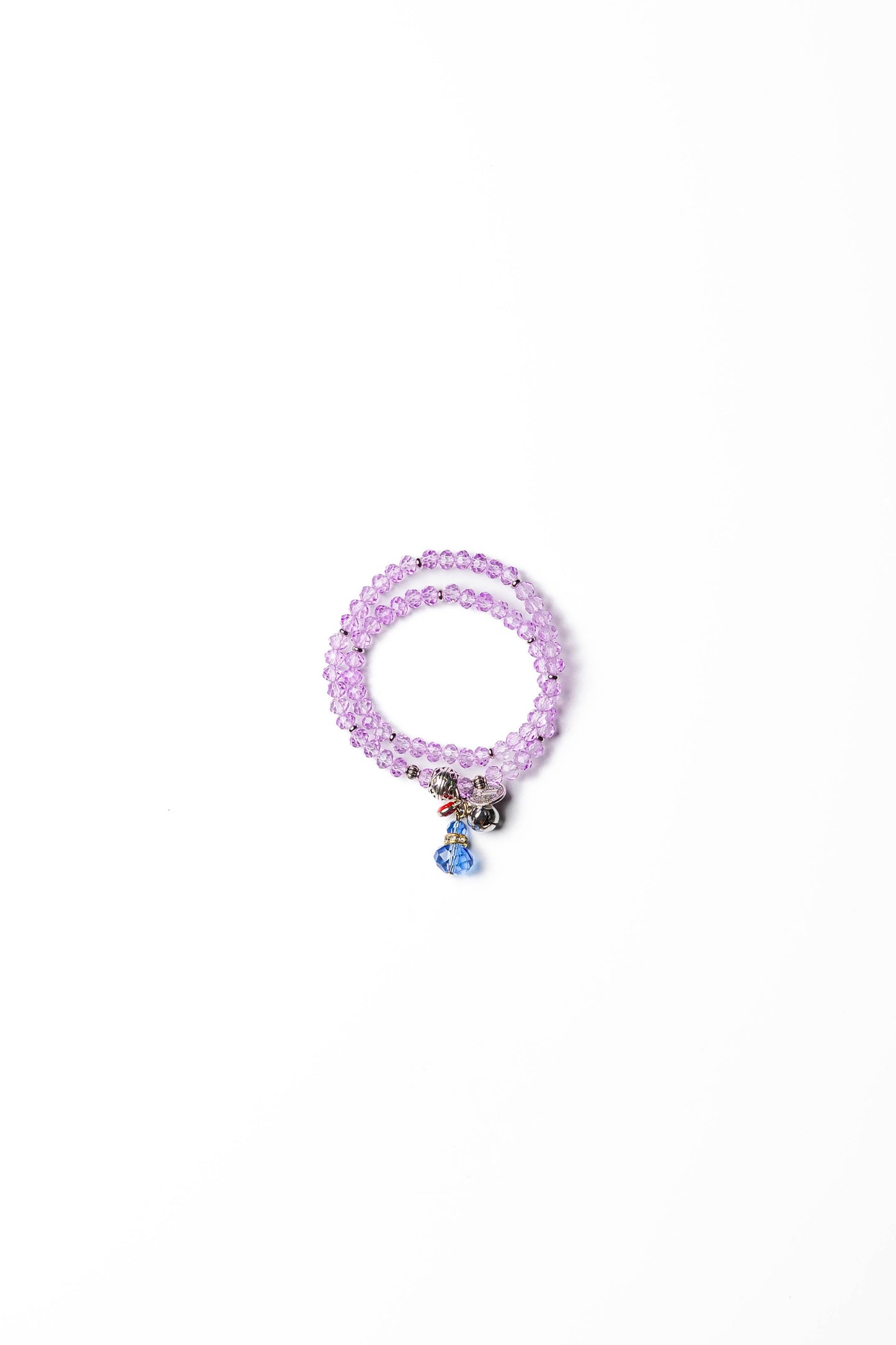 Lavender Crystal Beaded Charm Bracelet