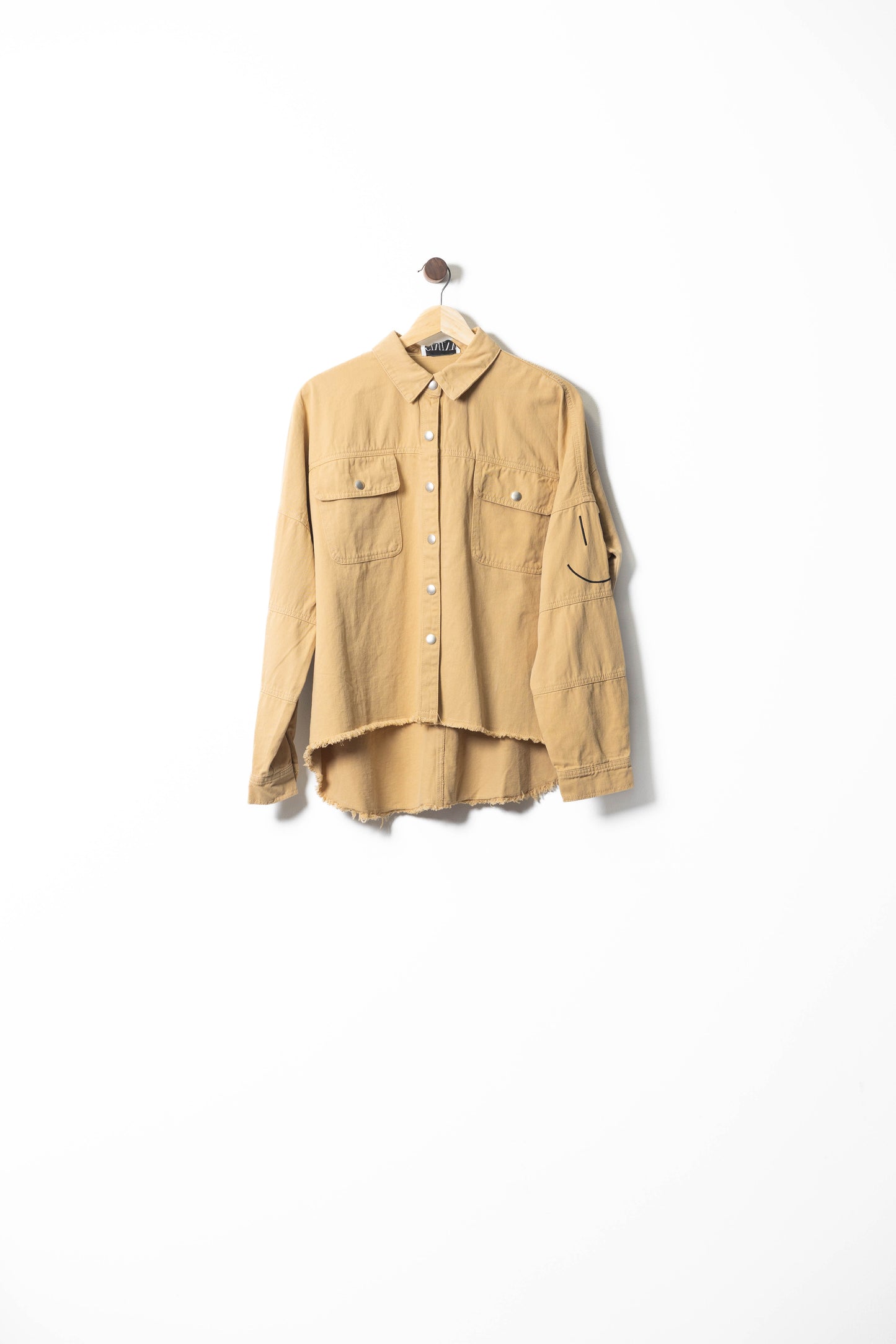 Smiley Patch Distressed Oversized Jacket