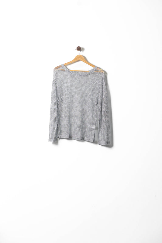 Open-Knit Lightweight Sweater with Shoulder Detailing
