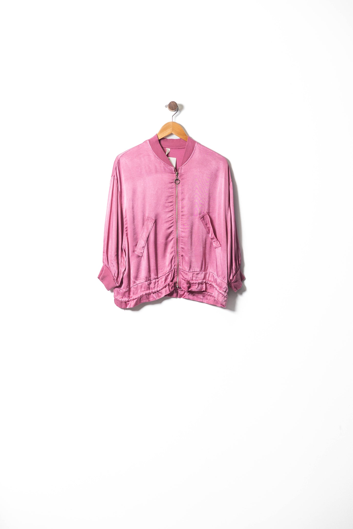 Satin Bomber Jacket – Soft Pink Elegance
