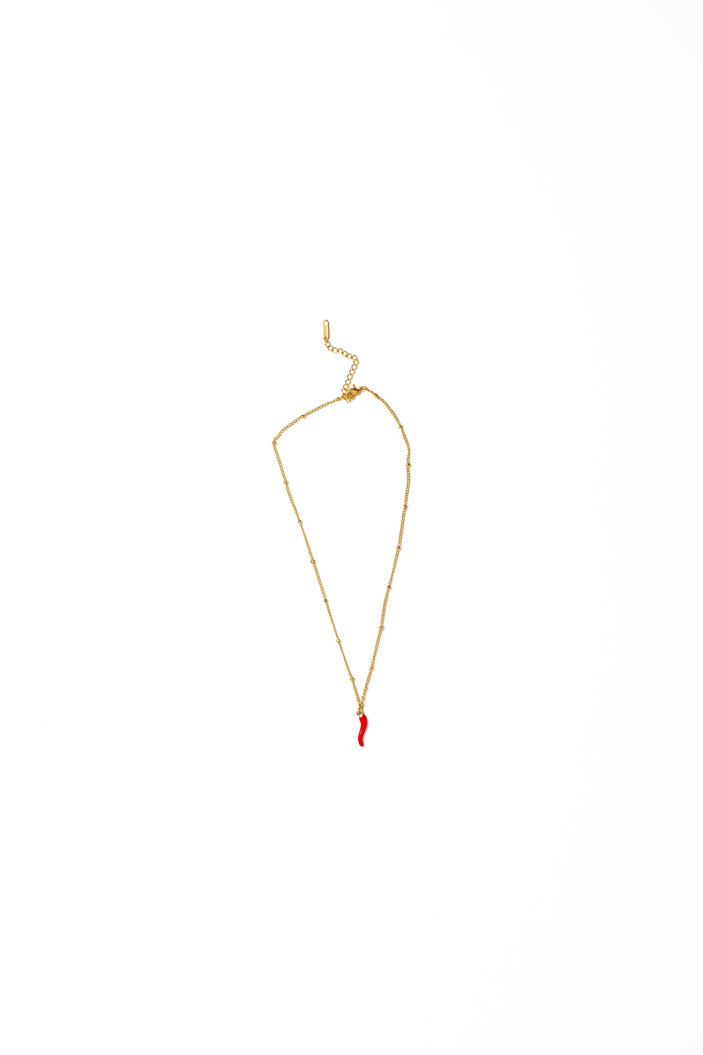 Golden Chain Necklace with Red Corno Pendant
