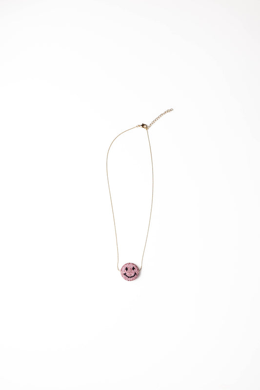 Crystal Smiley Face Pendant Necklace