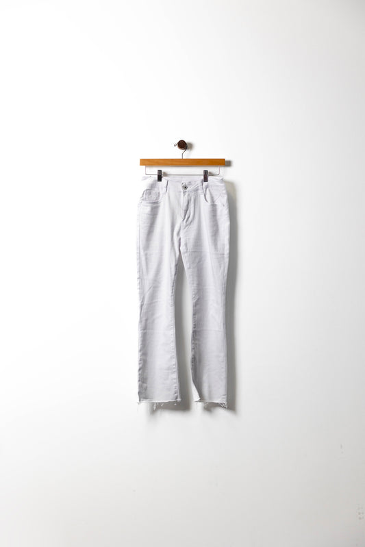 Raw Hem Straight-Leg Jeans Pushup Flare