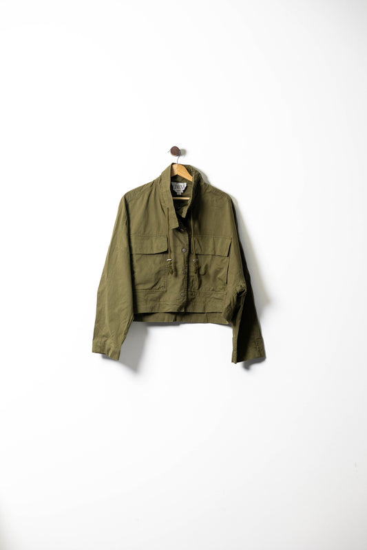 Cropped Utility Jacket with Front Pockets