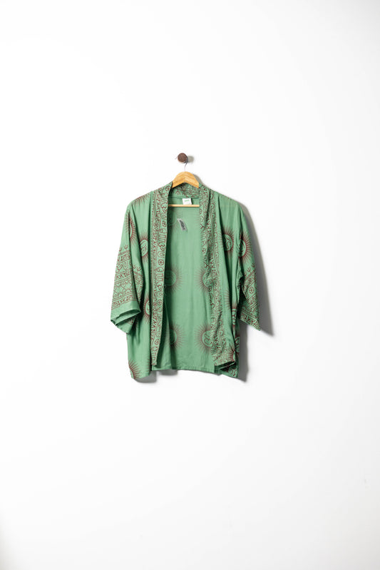 Vibrant Open-Front Short Kimono