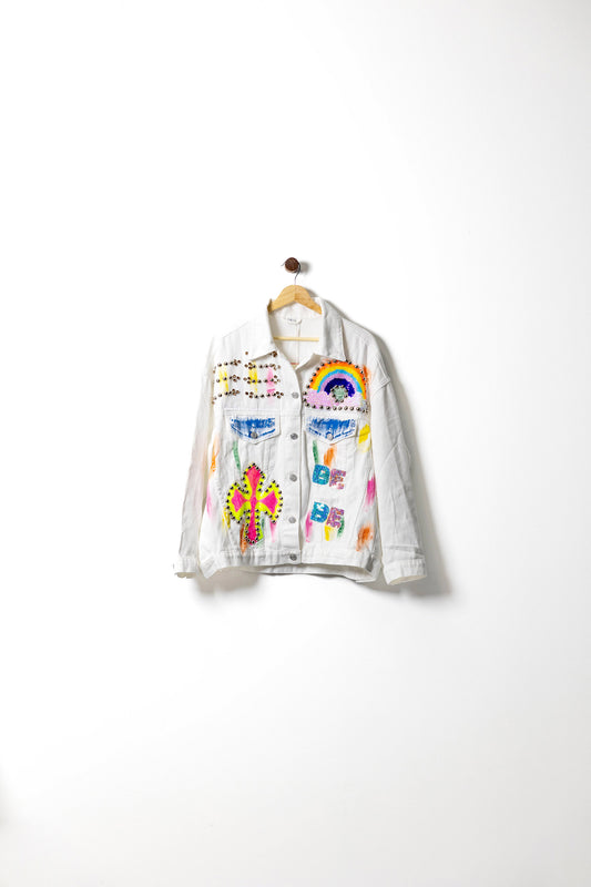 Hand-Painted Embellished Denim Jacket