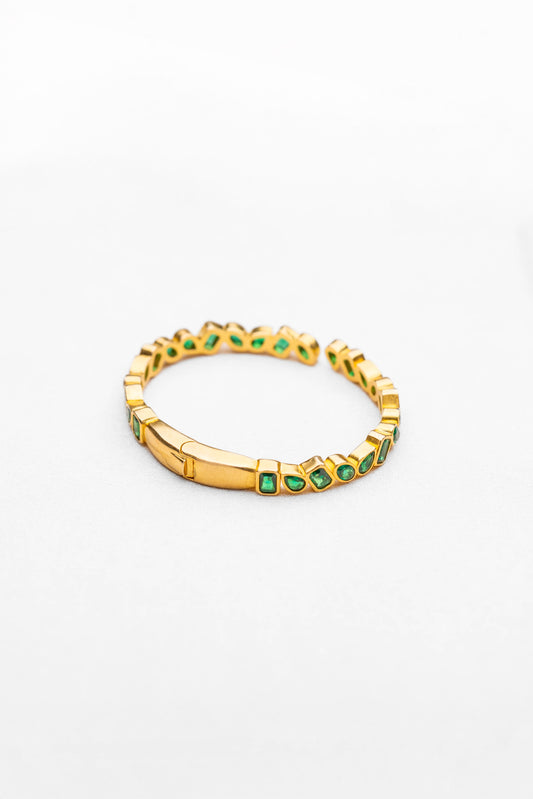 Emerald Teardrop Open Cuff Bracelet