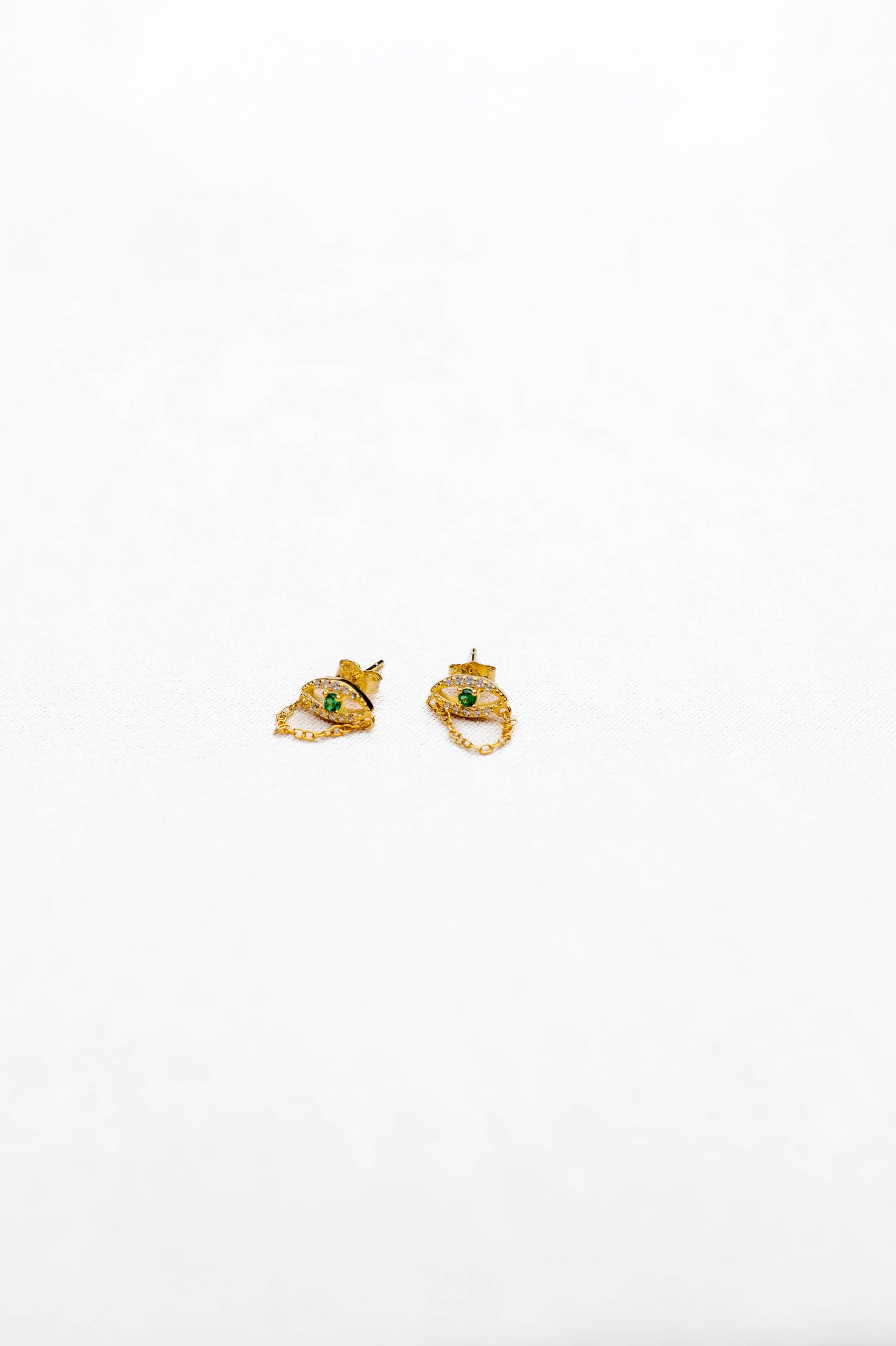 Emerald Evil Eye Stud Earrings