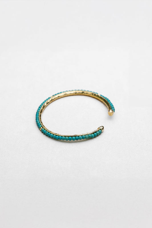 Turquoise Beaded Golden Cuff Bracelet
