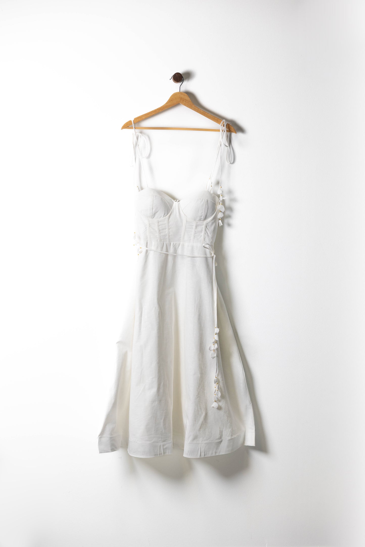 White Corset Bodice Midi Dress