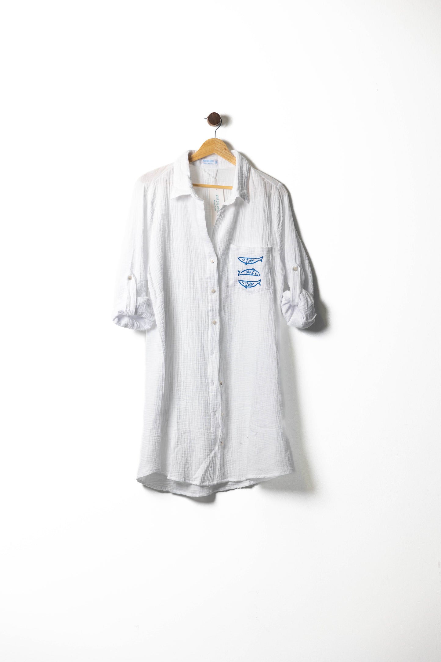 Coastal Breeze Embroidered Shirt Dress
