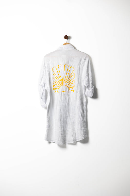 Coastal Breeze Embroidered Shirt Dress