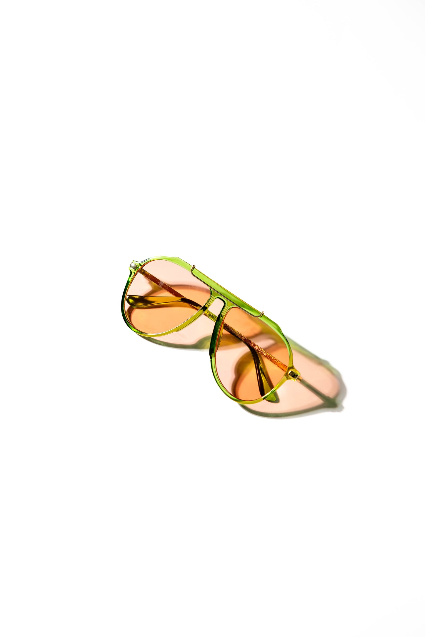 Neon Green Aviator Sunglasses with Amber Lens