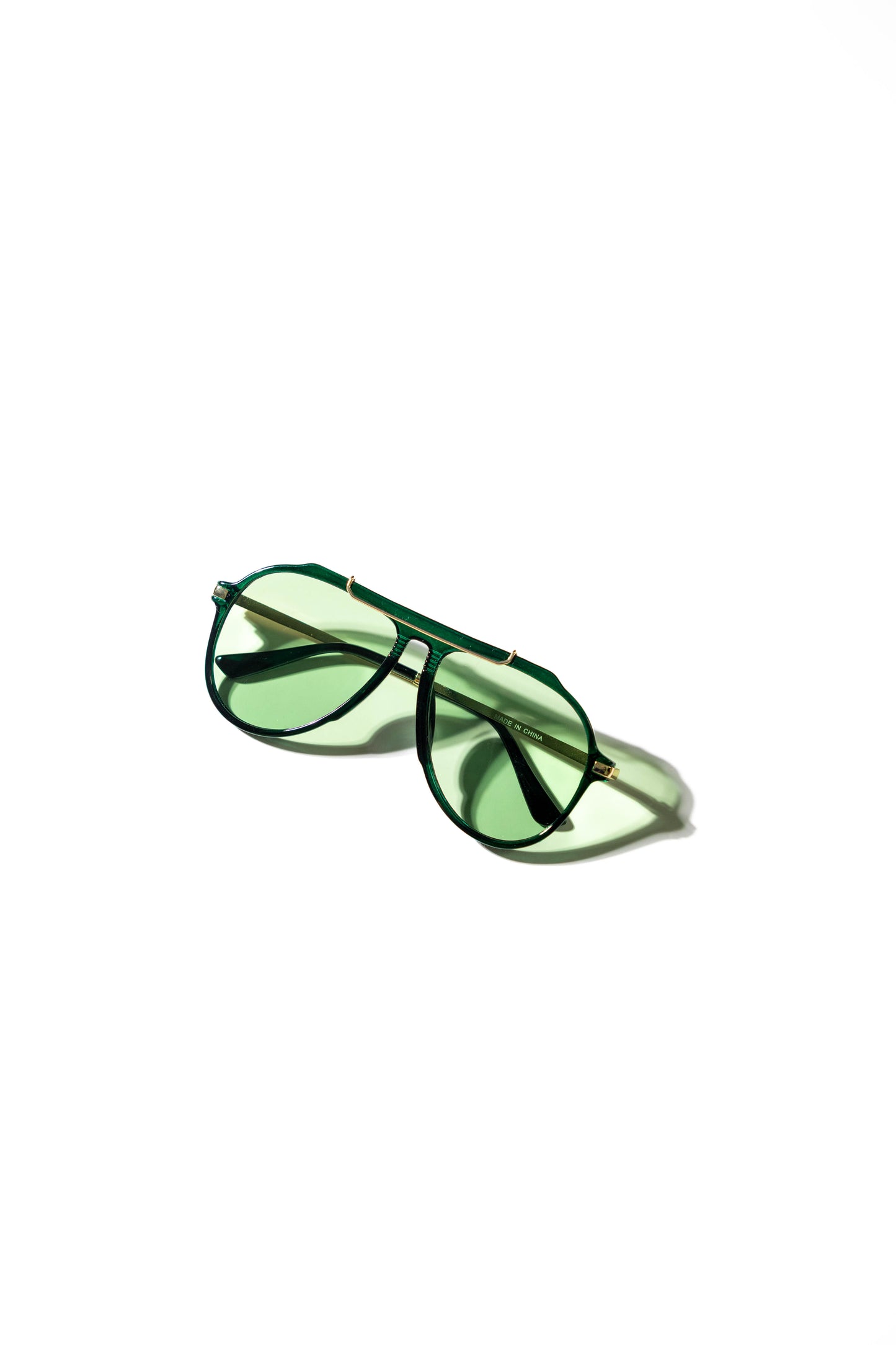Deep Green Aviator Sunglasses with Green Lens