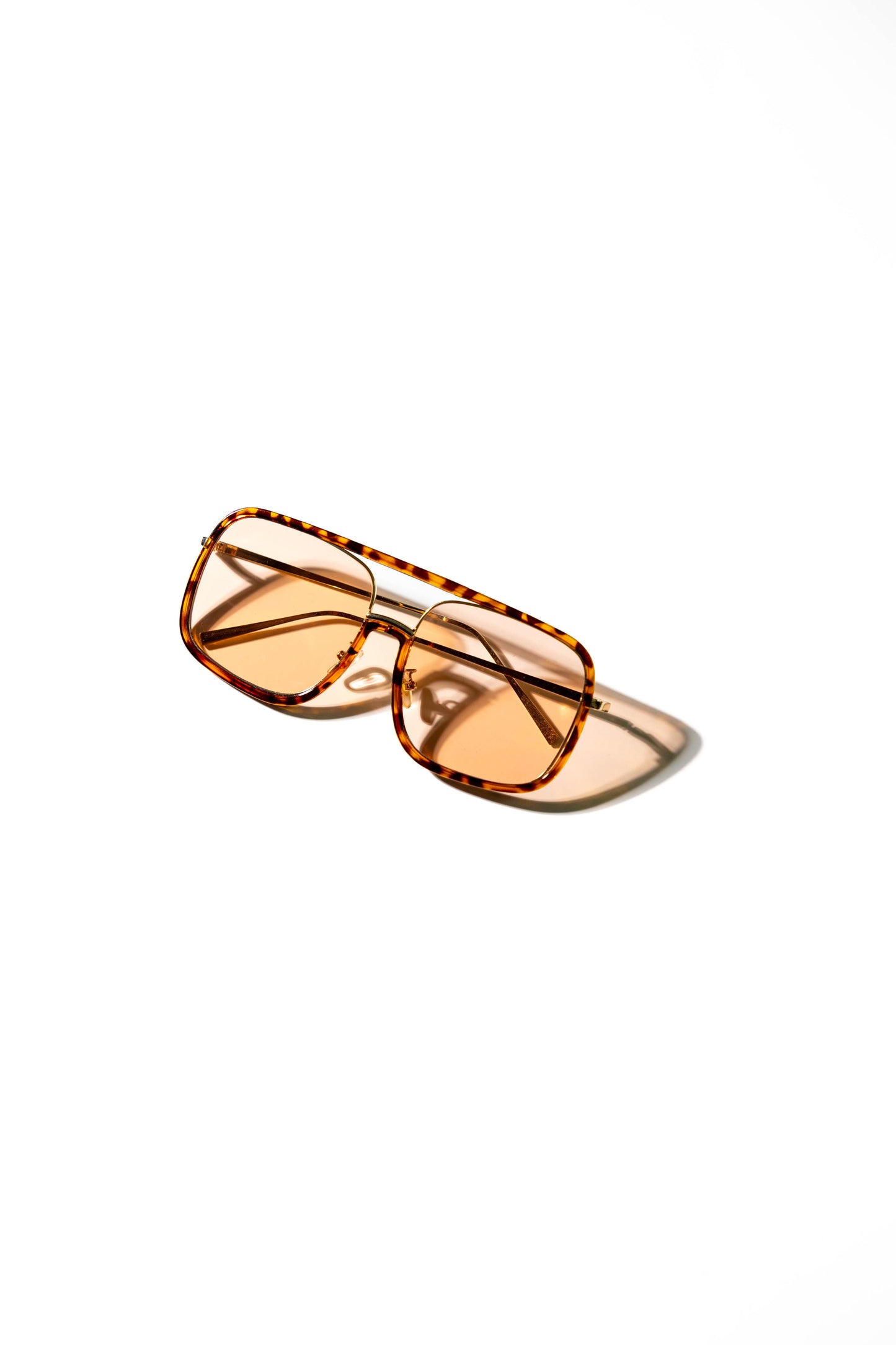 Square Tortoise Shell Sunglasses with Amber Lens