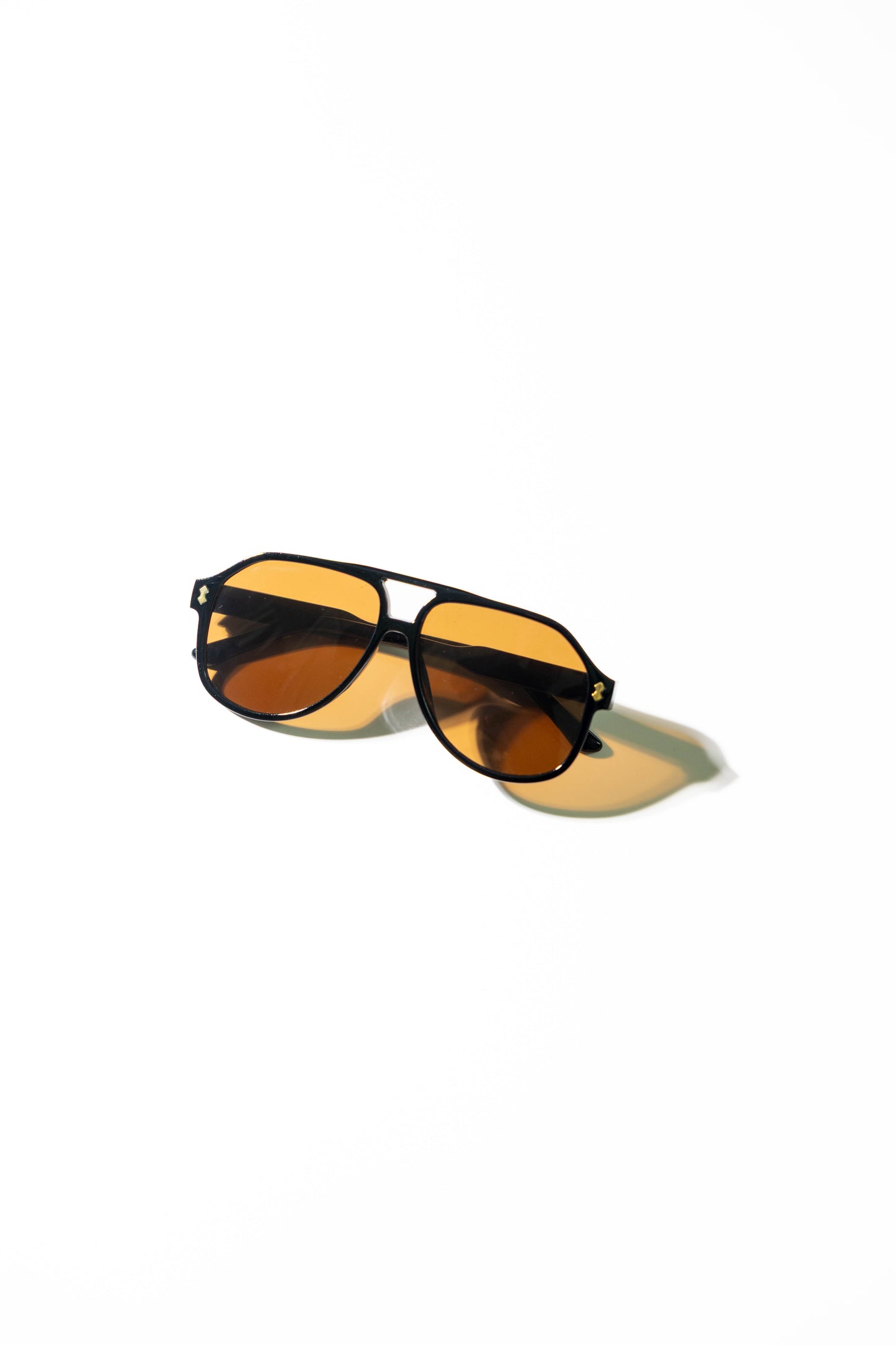 Black Aviator Sunglasses with Gold Details