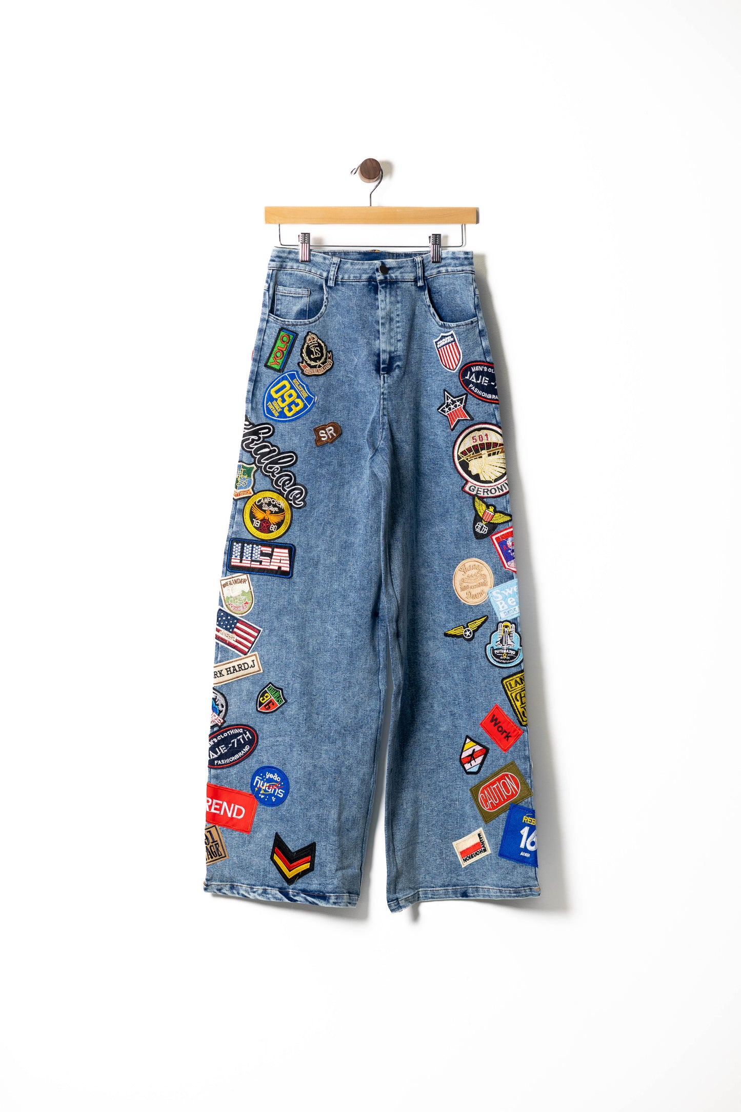 Vintage Patchwork Wide-Leg Denim Jeans