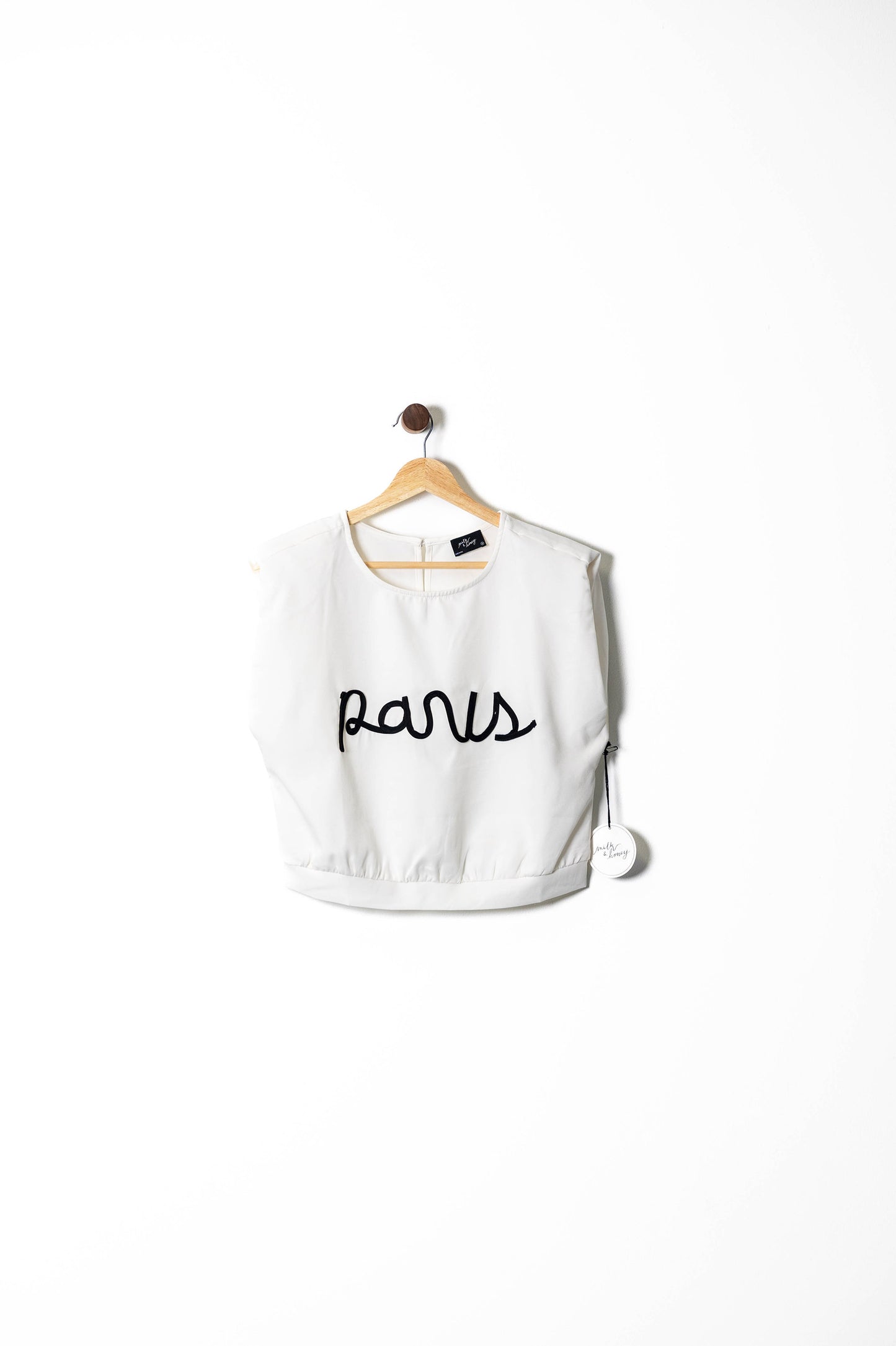 Paris Embroidered Shoulder-Pad Top