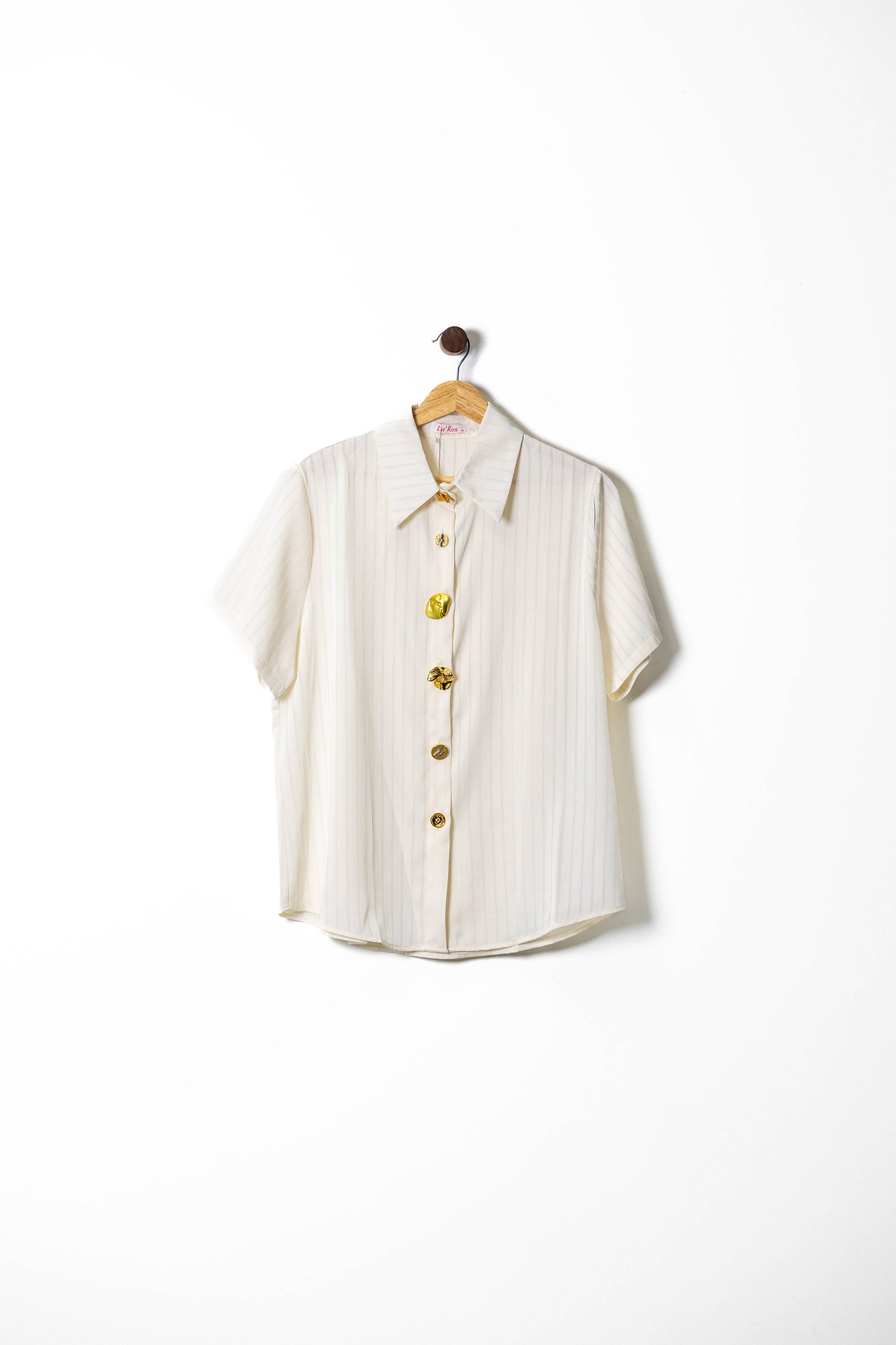 Golden Button Vertical Stripe Blouse
